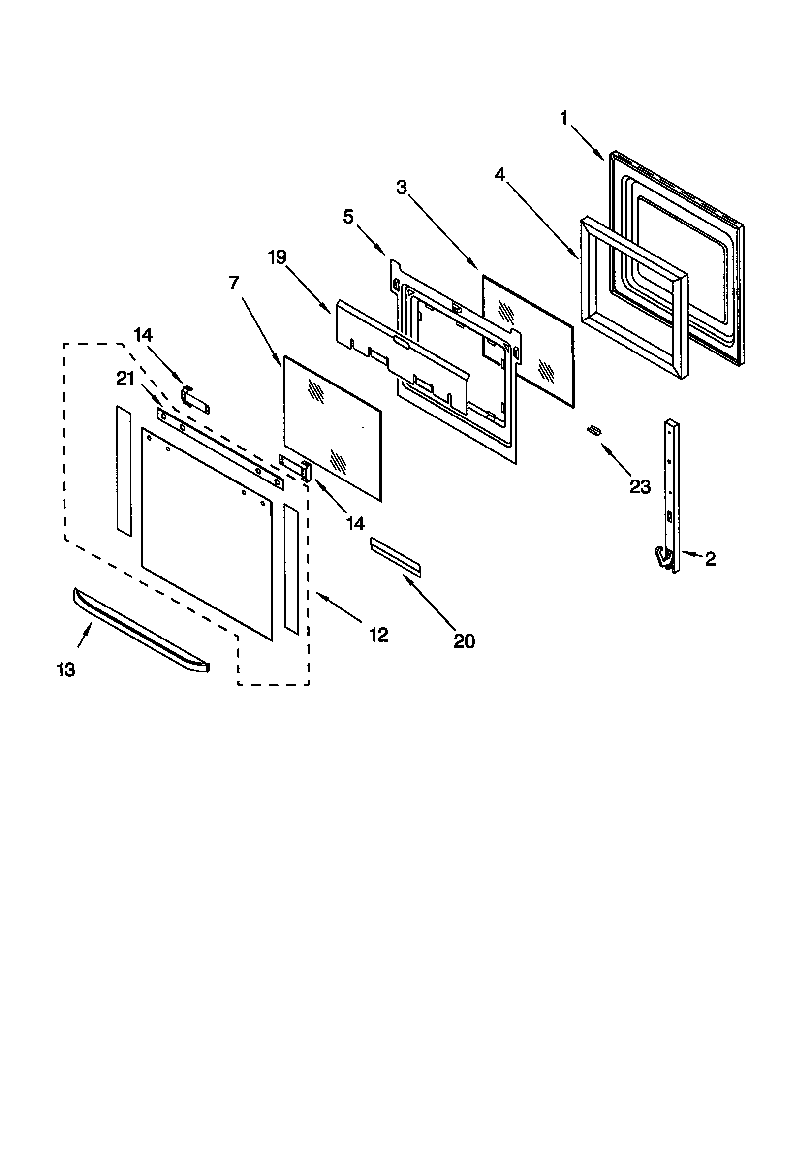 KitchenAid KEBS247DWH7 oven door diagram