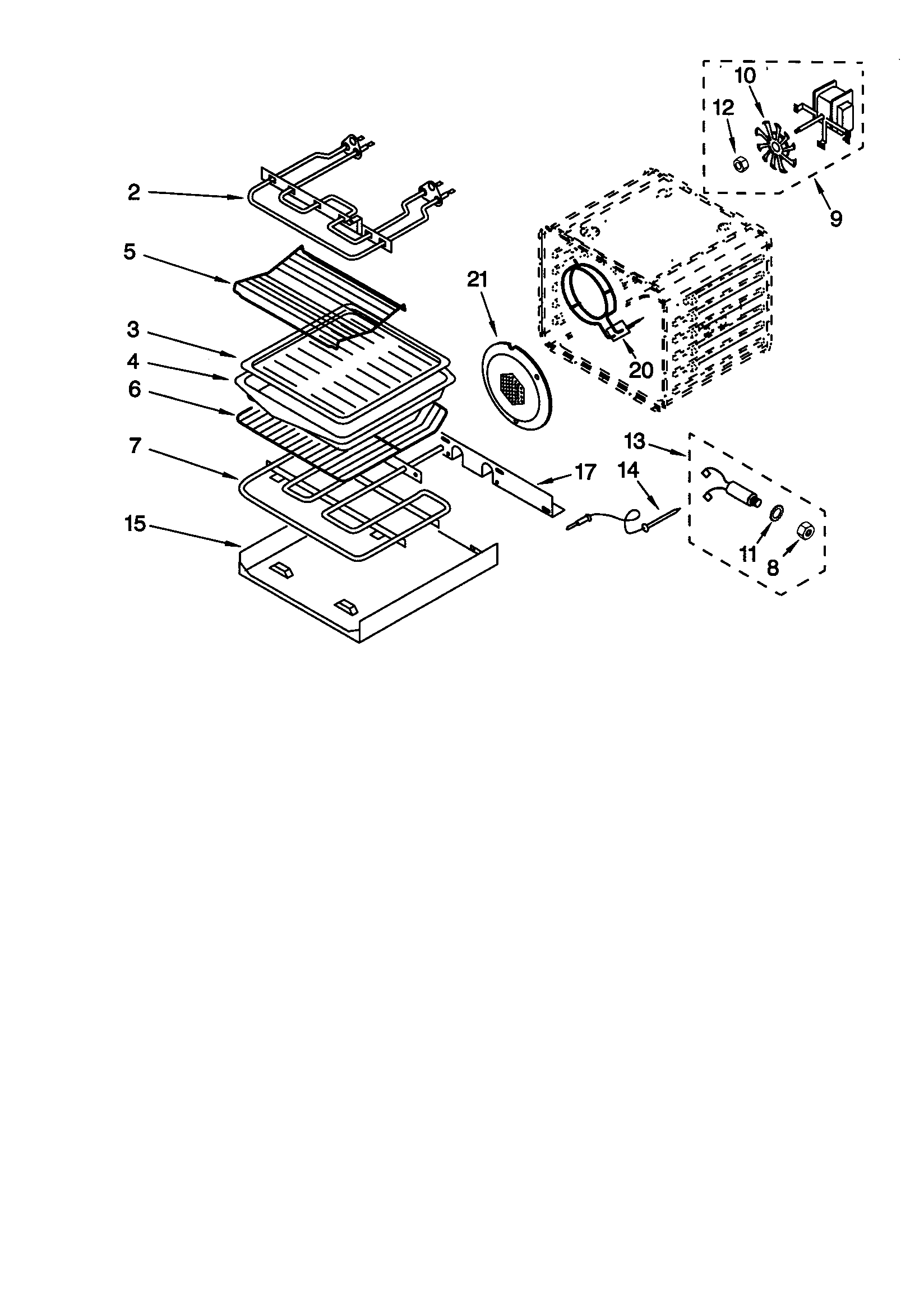 KitchenAid KEBS247DWH7 internal oven diagram