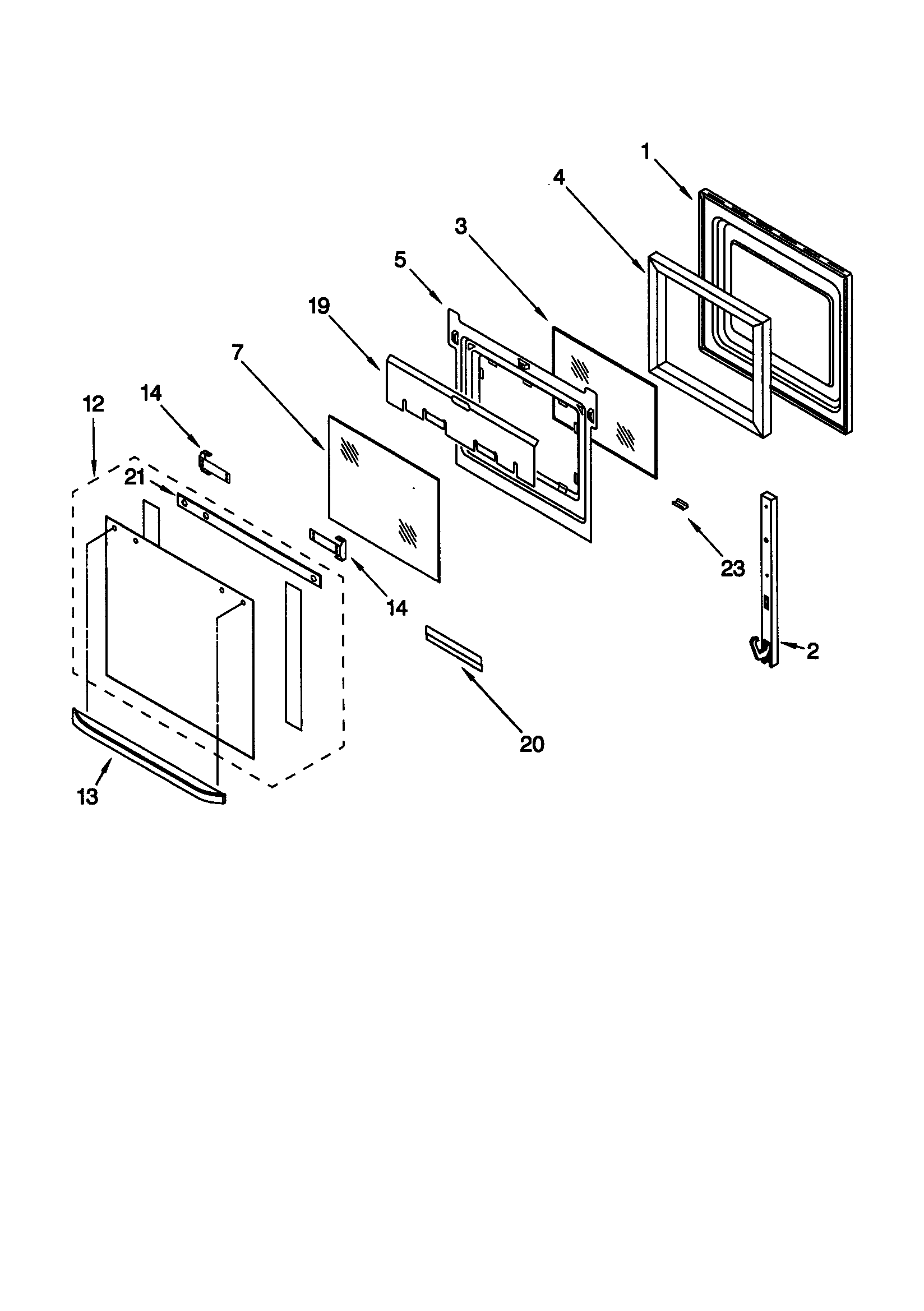 KitchenAid KEBI276DBL7 oven door diagram