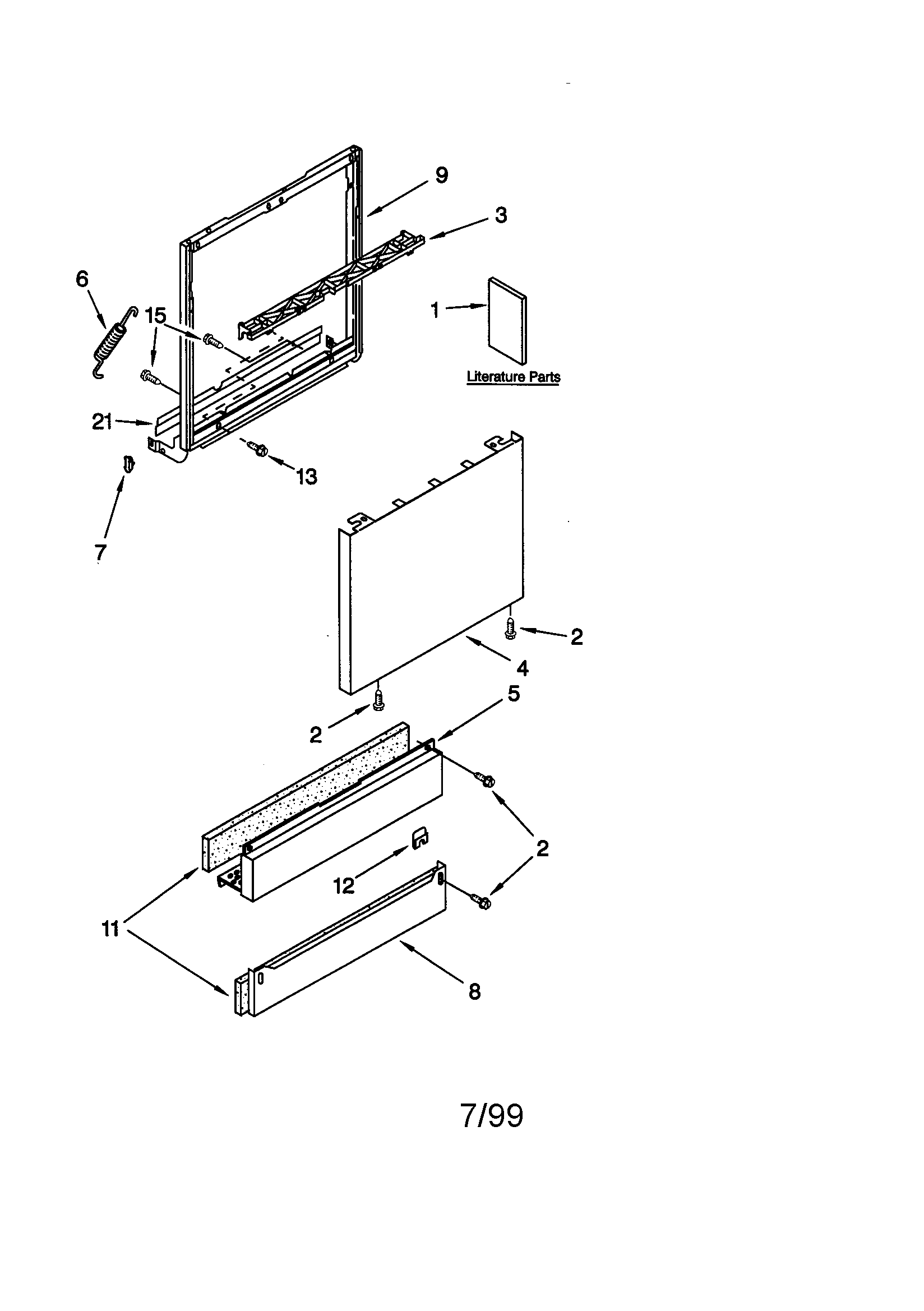 KitchenAid KUDR25SHWH1 door and panel diagram