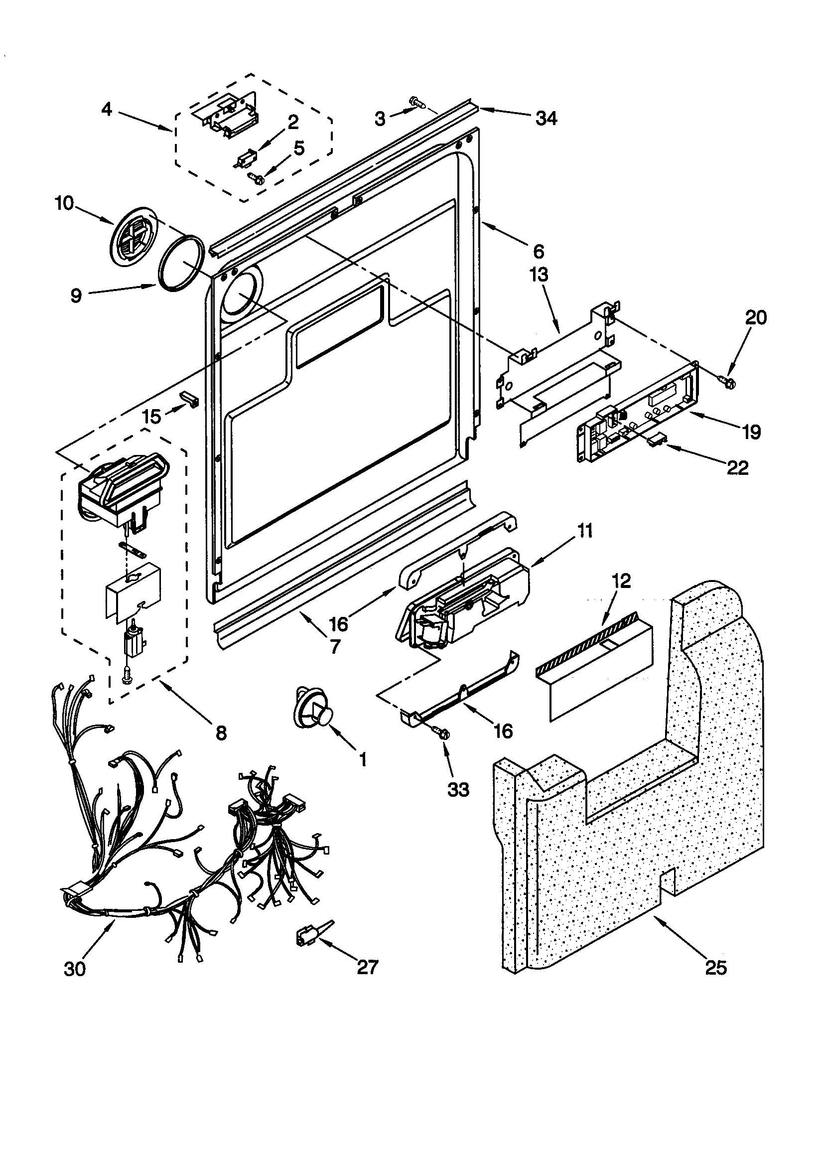 KitchenAid KUDR25SHWH1 door and latch diagram