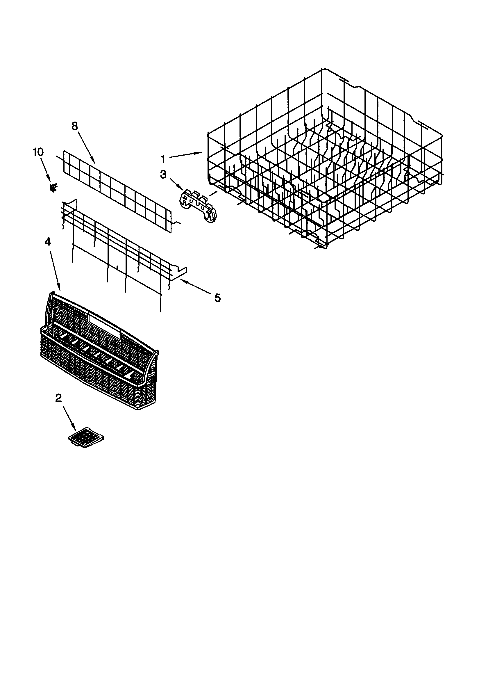 KitchenAid KUDR25SHWH1 lower rack diagram