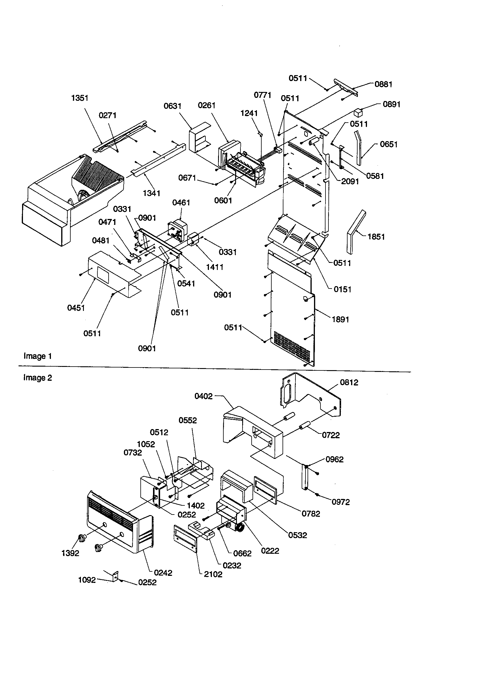 Amana SBD21VL-P1315502WL ice maker/control assembly diagram