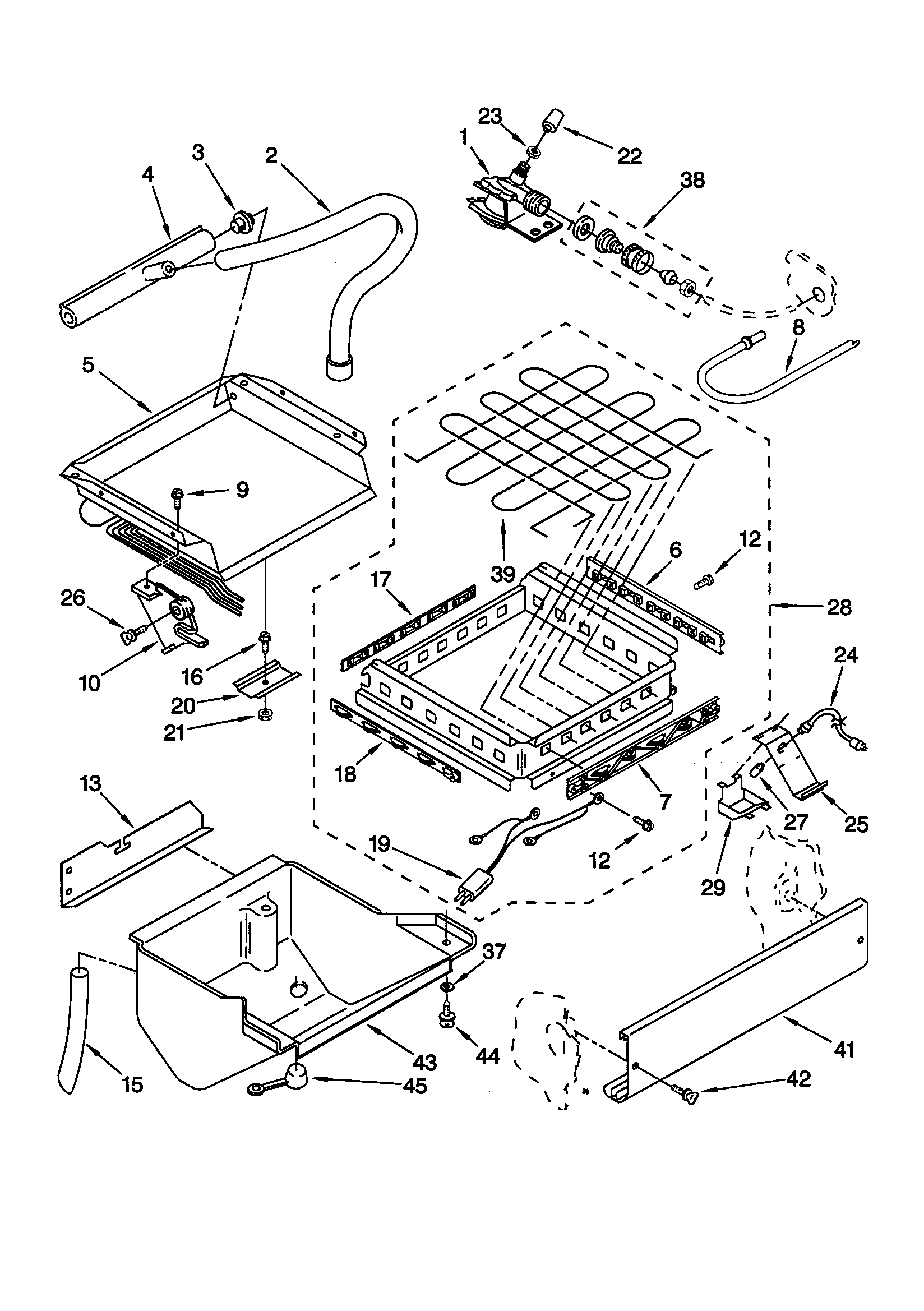 KitchenAid KUIS185FBS1 evaporator/ice cutter grid/water diagram