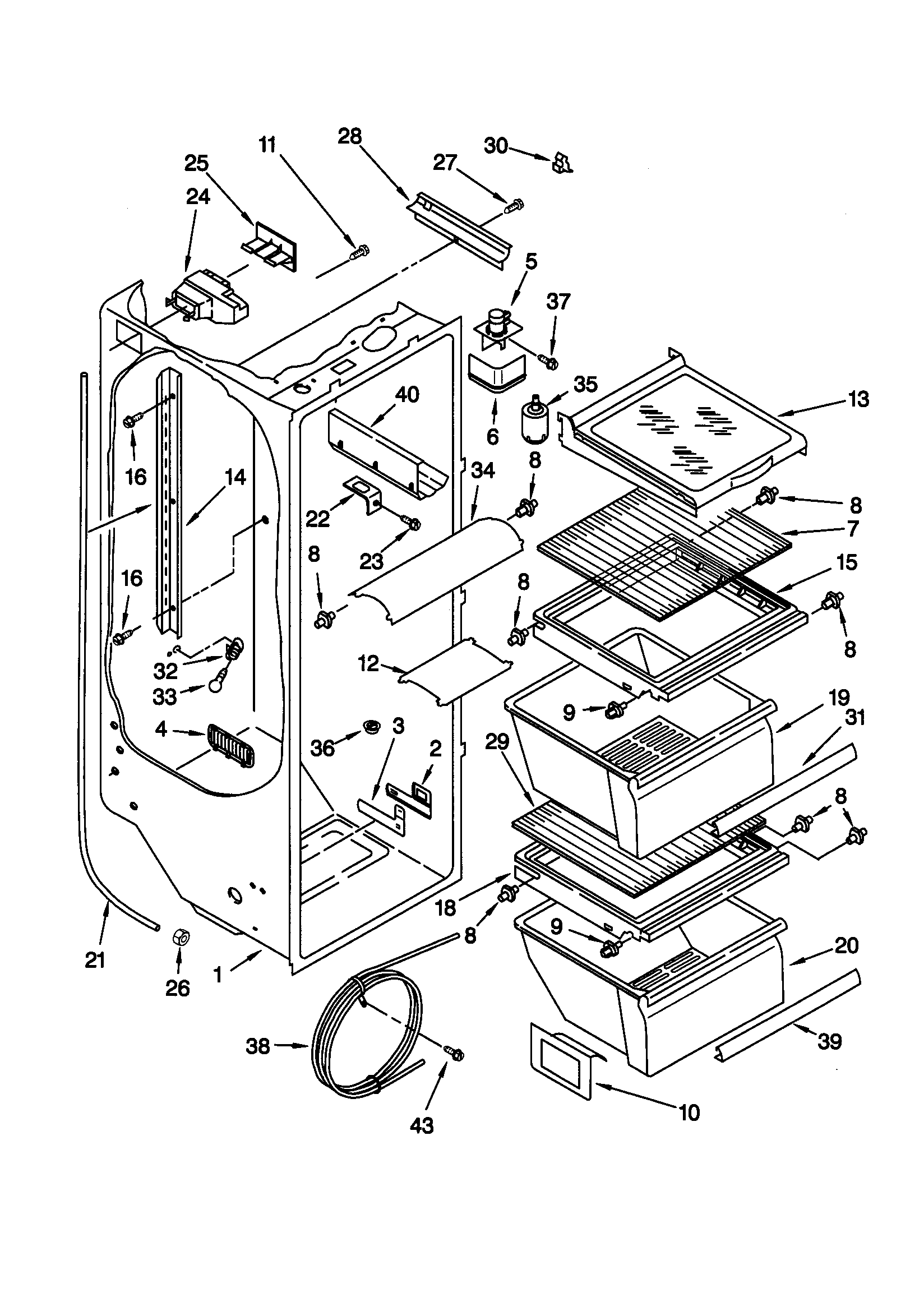 Kenmore 10659537990 refrigerator liner diagram