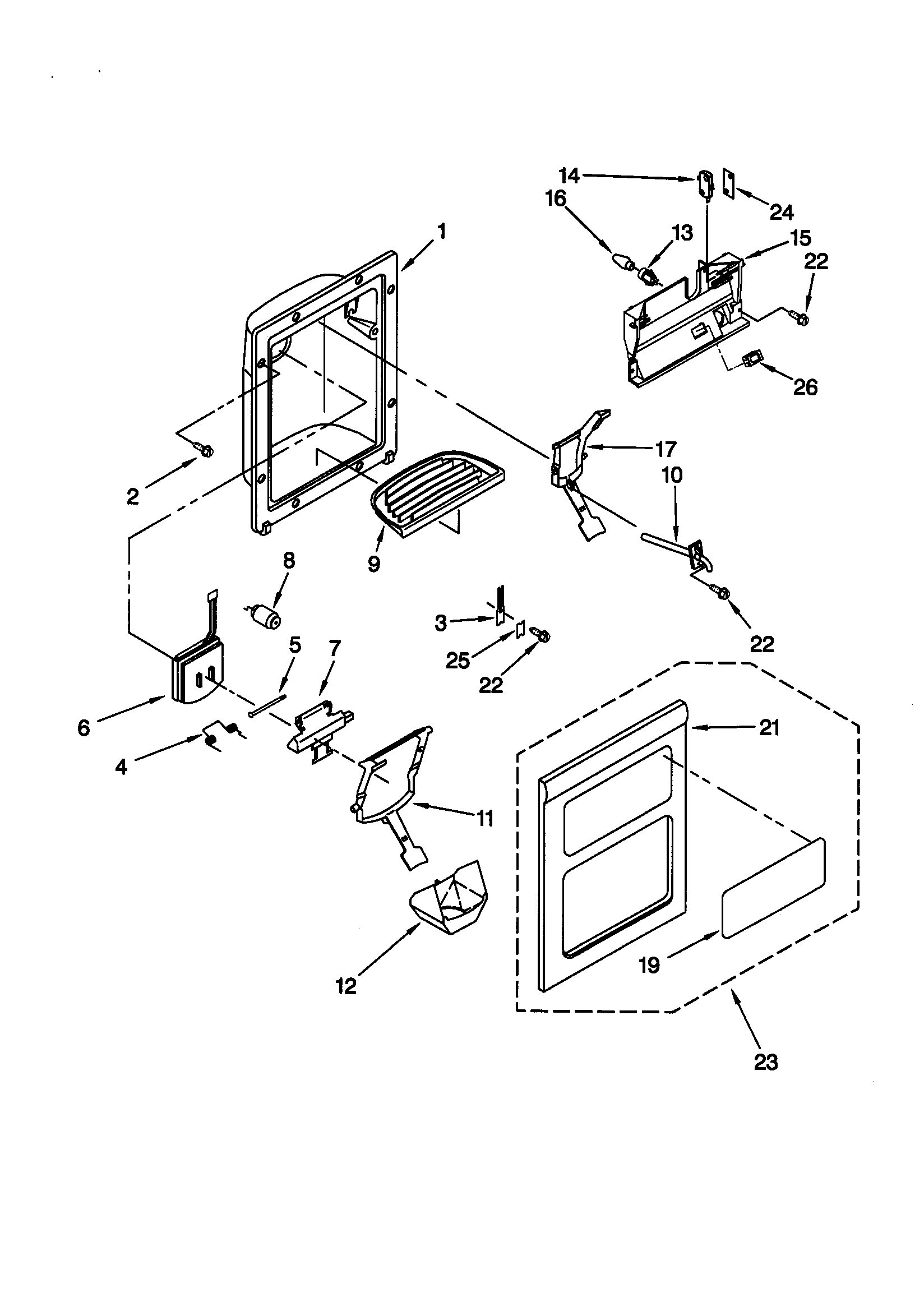 Kenmore 10659537990 dispenser front diagram