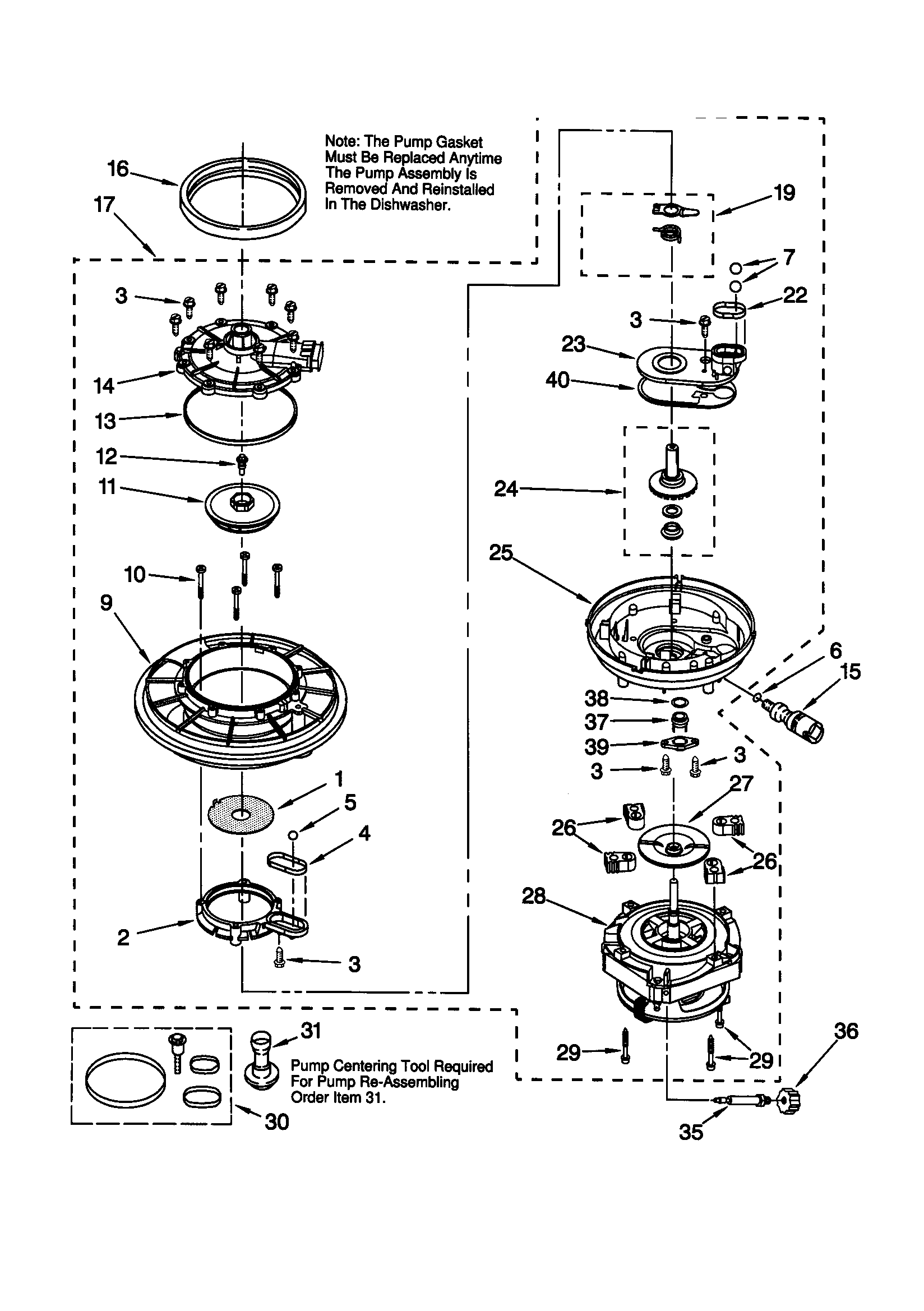 Kenmore 66517799990 pump and motor diagram