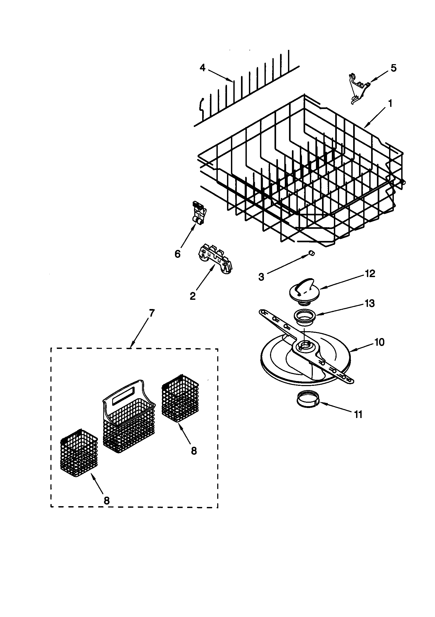 Kenmore 66517799990 lower dishrack diagram