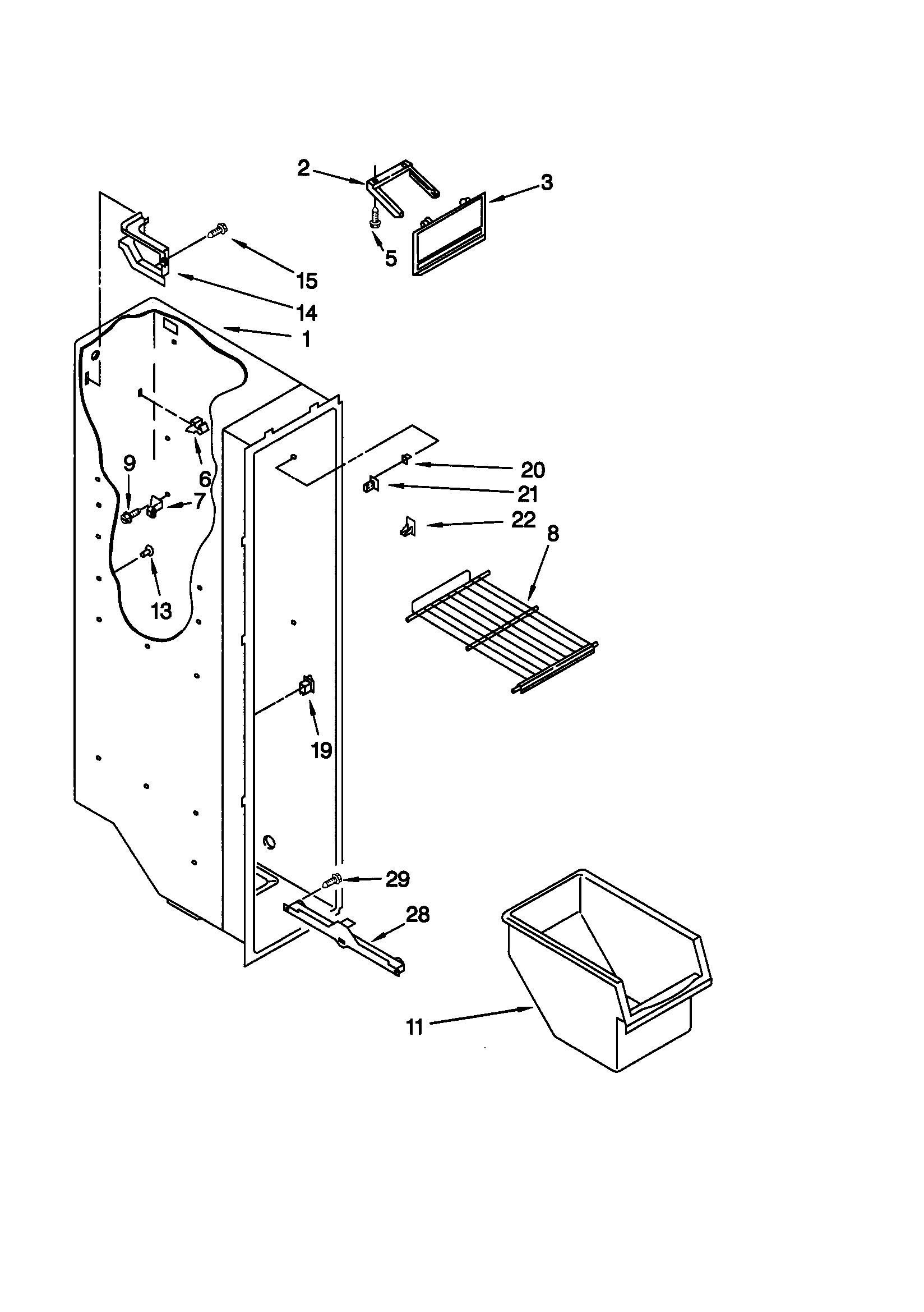 Kenmore 10659237990 freezer liner diagram