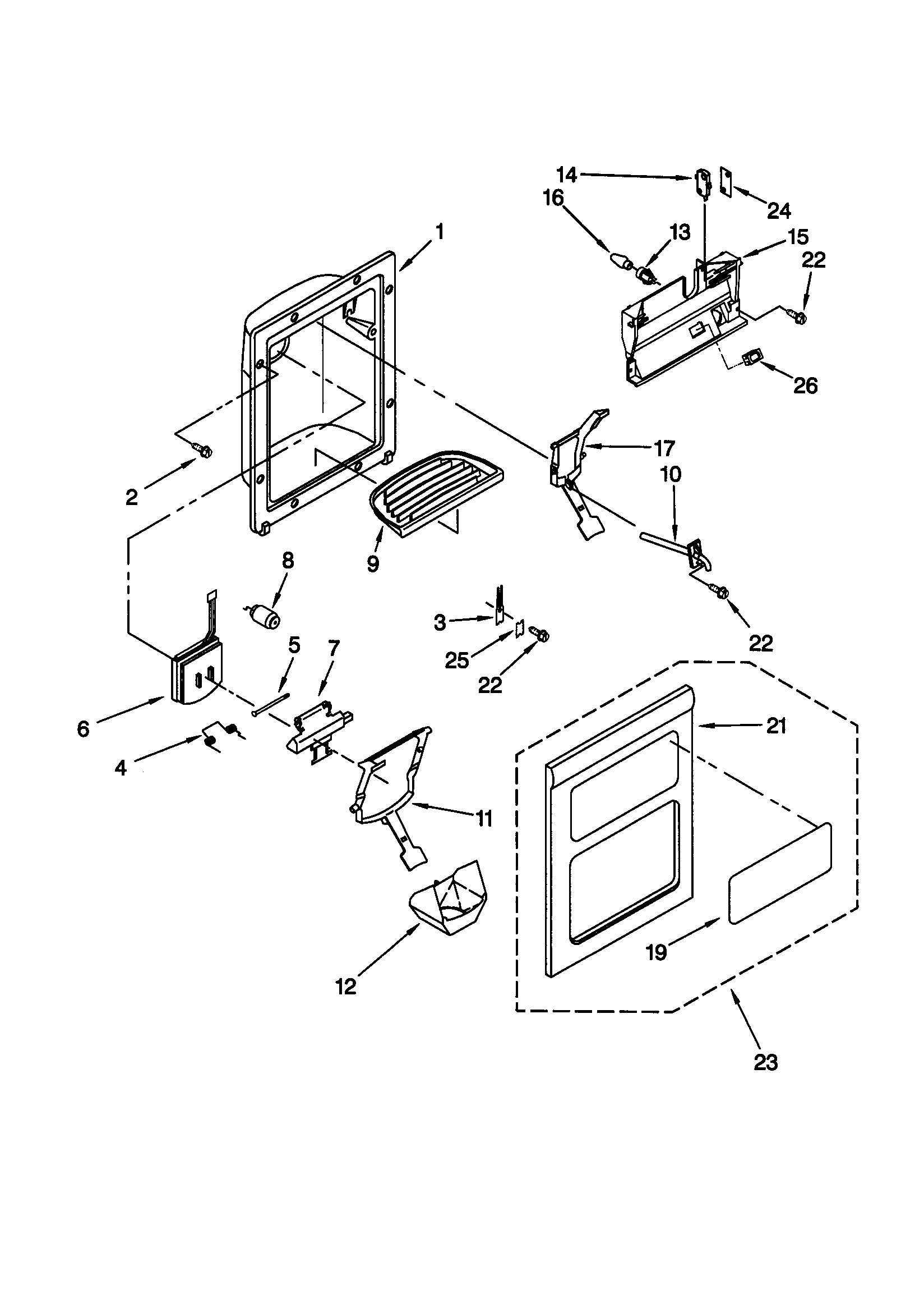 Kenmore 10659237990 dispenser front diagram