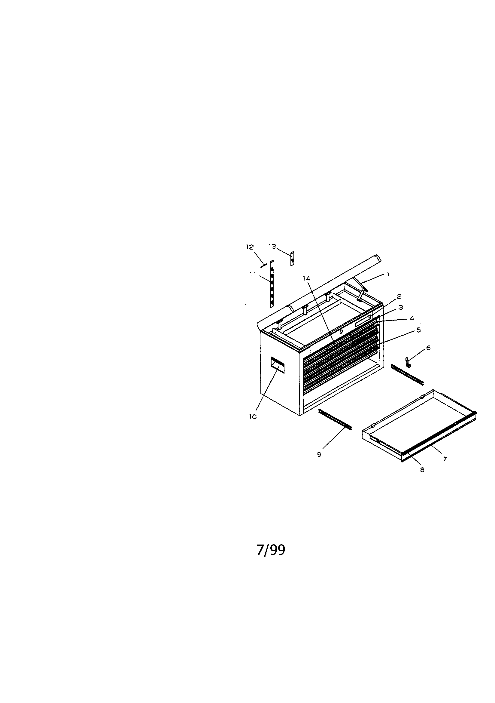 Craftsman 706656040 8 drawer professional chest diagram