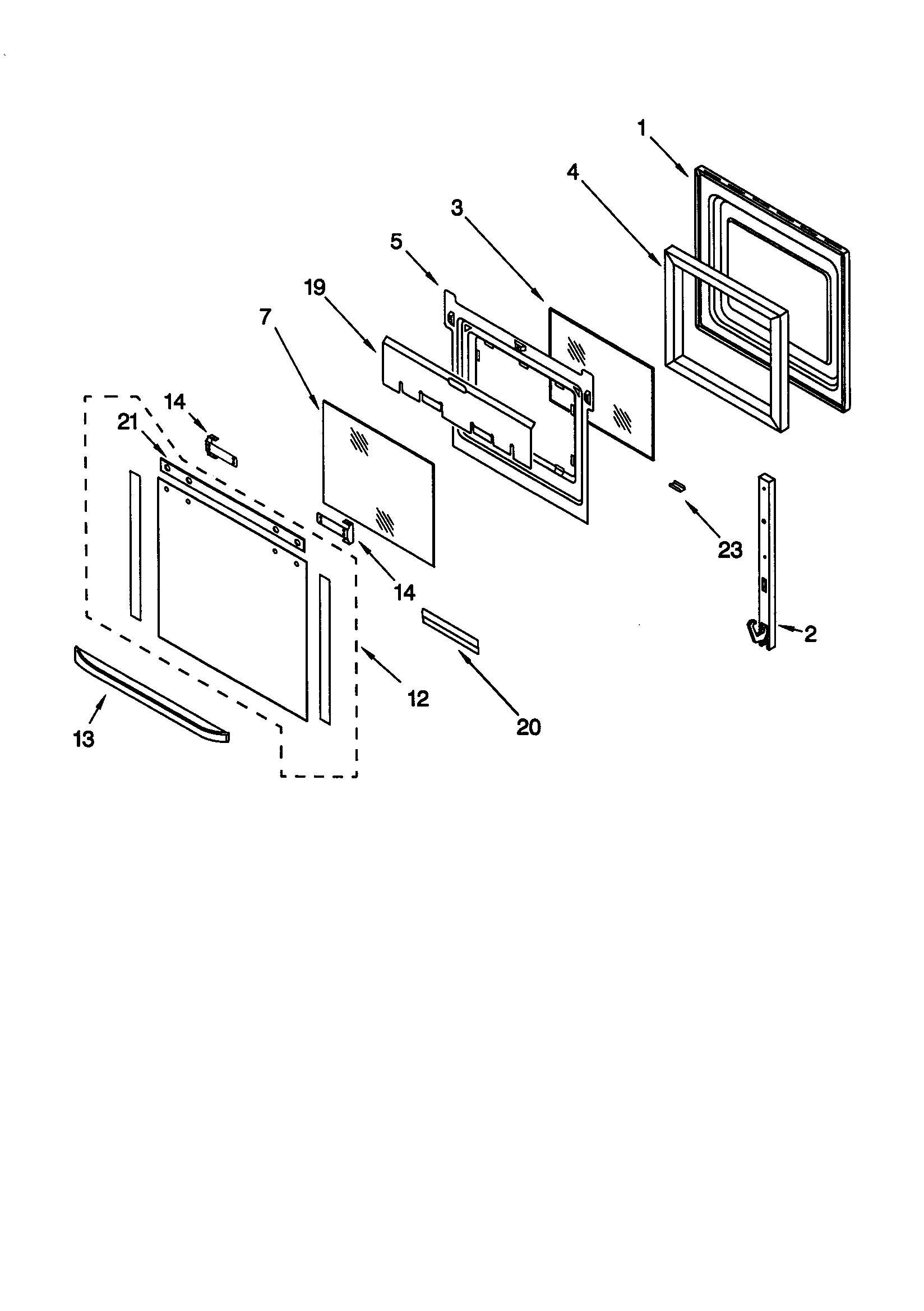 KitchenAid KEBS277DBL7 oven door diagram