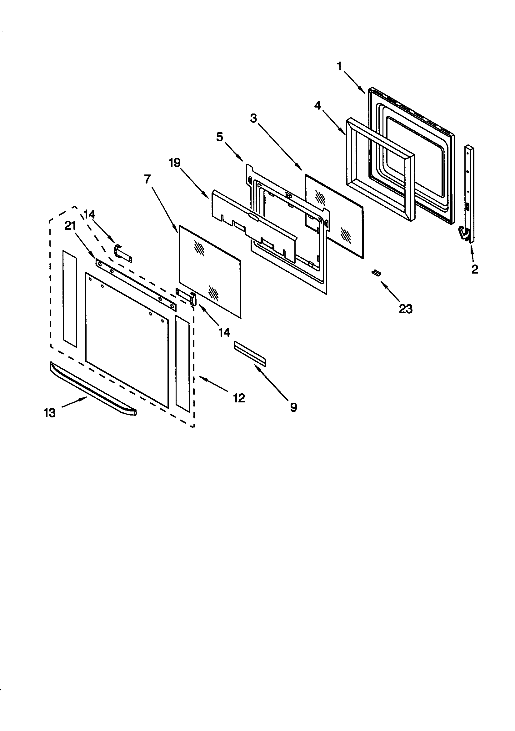 KitchenAid KEBS208DSS7 oven door diagram