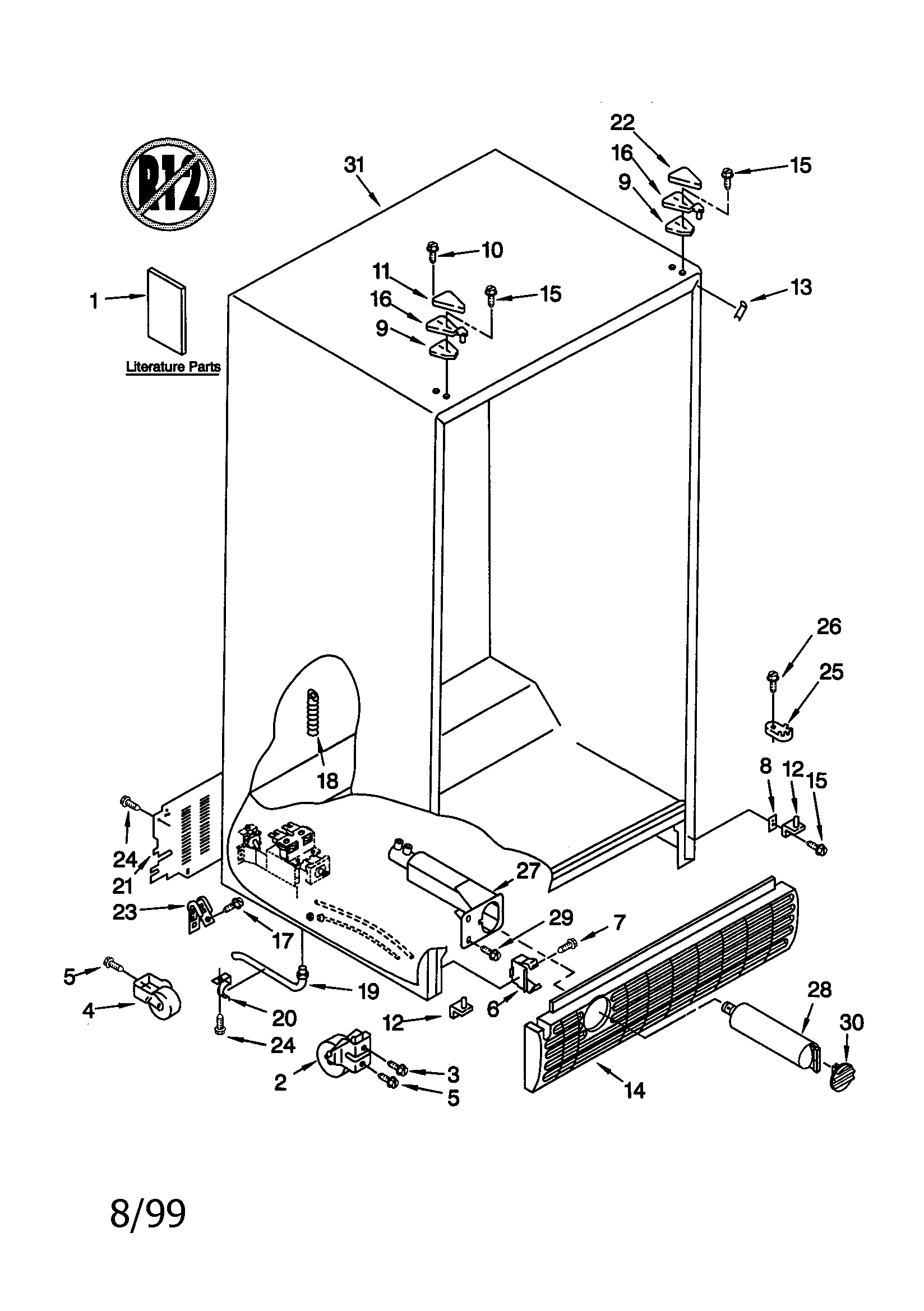 KitchenAid KSRS27FGBL02 cabinet diagram