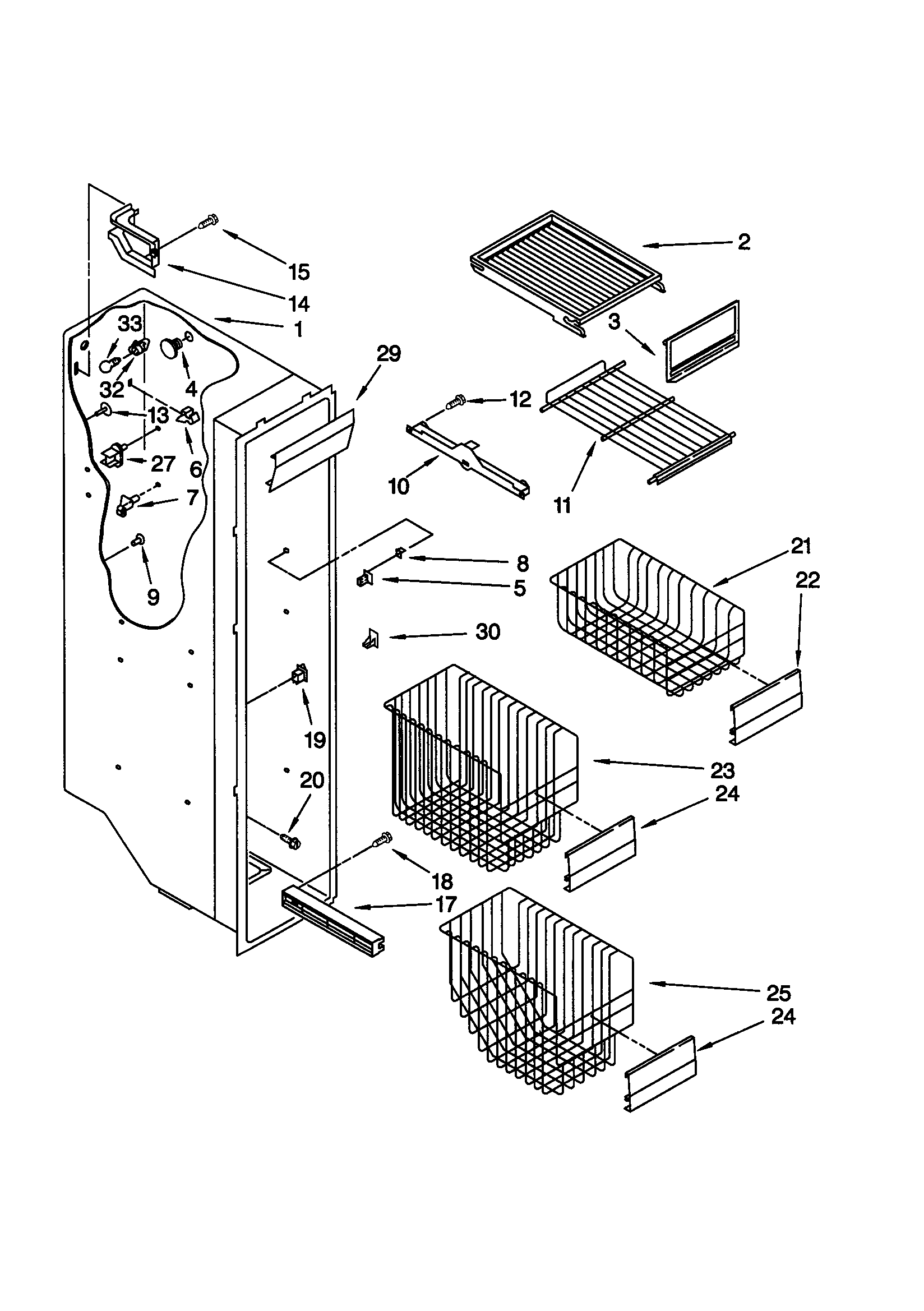 KitchenAid KSRS27FGBL02 freezer liner diagram