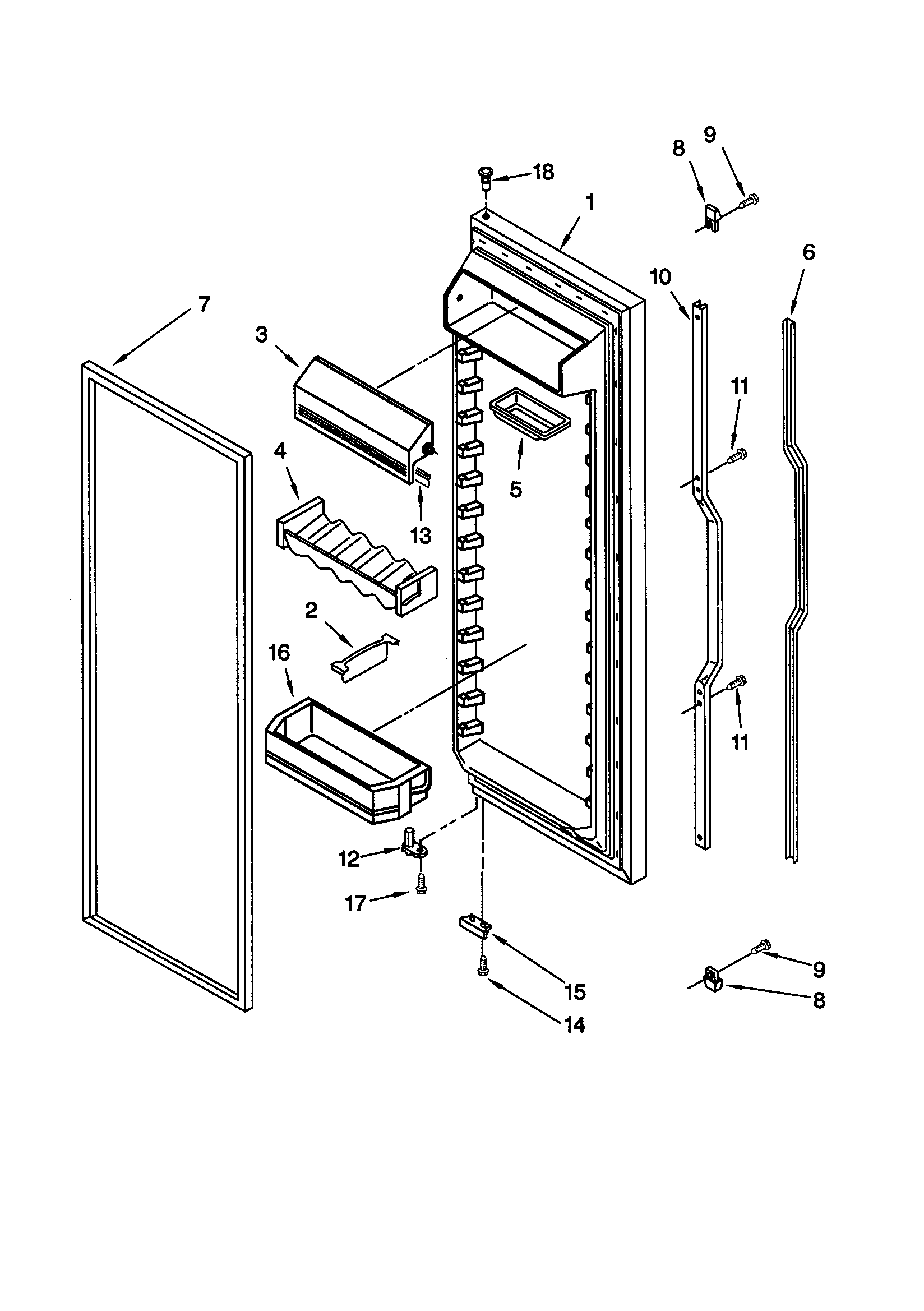 KitchenAid KSRS27FGBL02 refrigerator door diagram