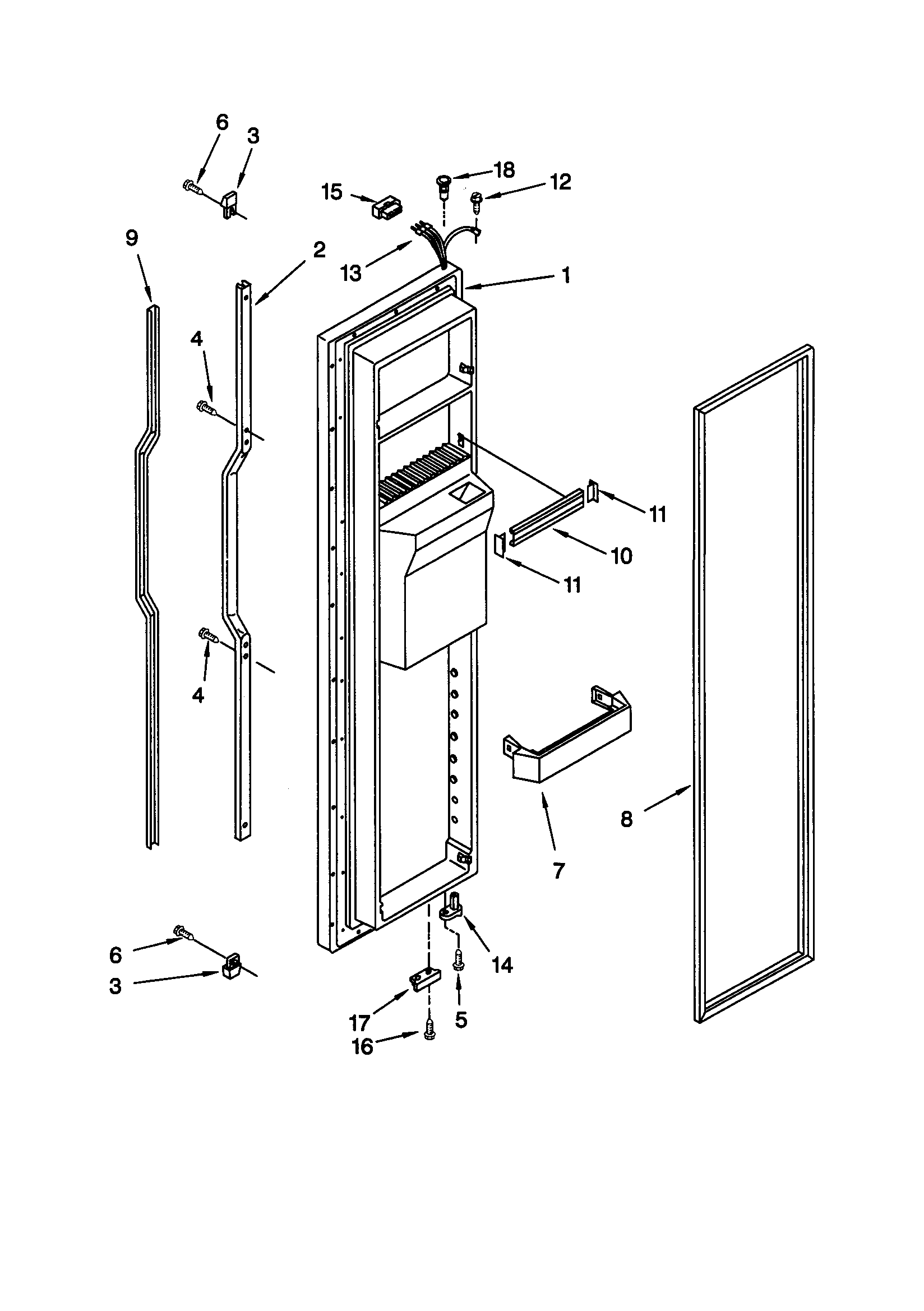 KitchenAid KSRS27FGBL02 freezer door diagram