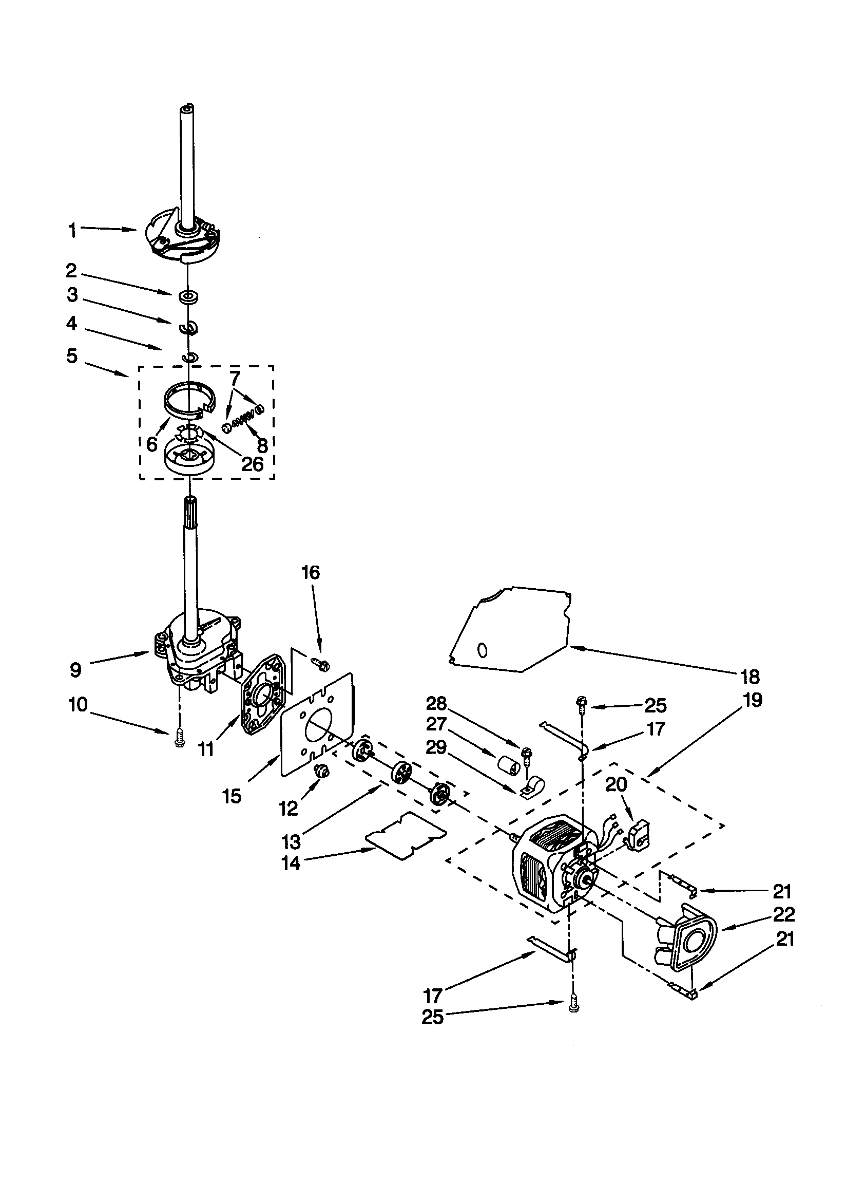 Kenmore 11020096991 brake/clutch/gearcase/motor/pump diagram
