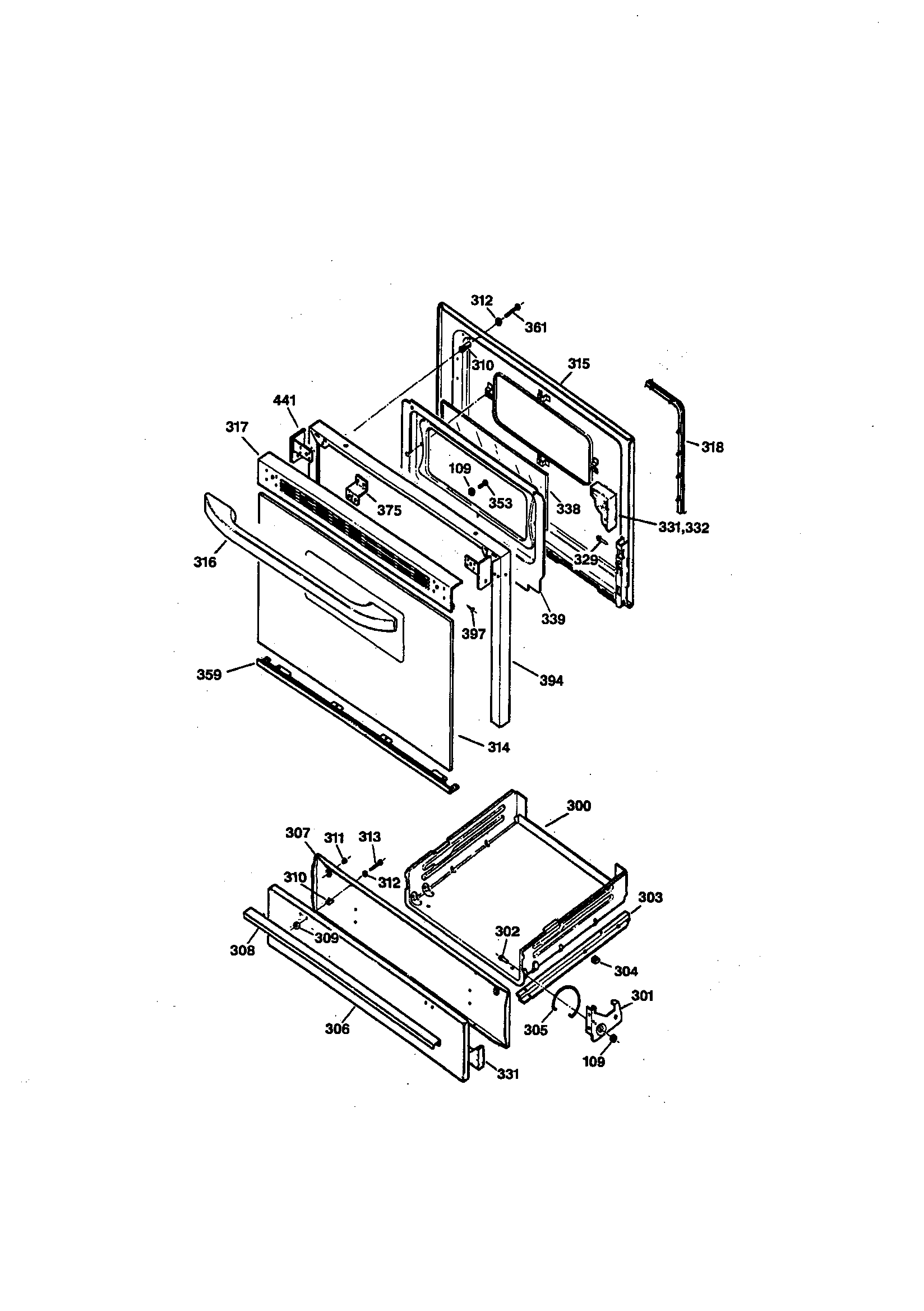 Kenmore 36275275691 door and drawer diagram