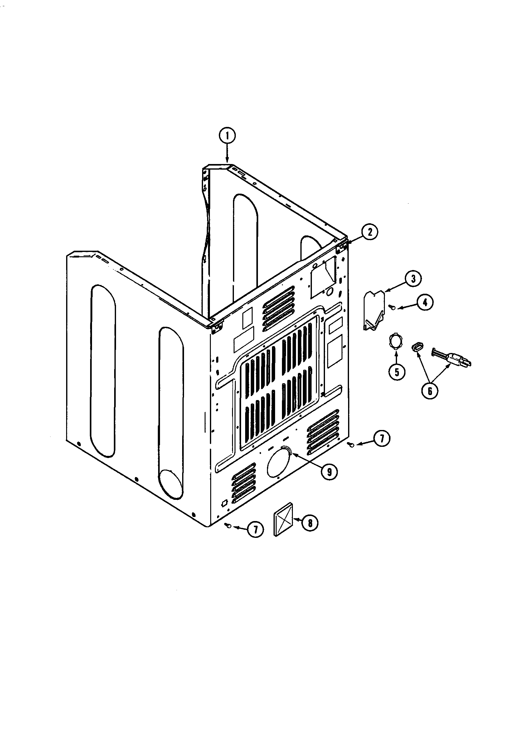 Maytag MDE6000AZG cabinet - rear diagram