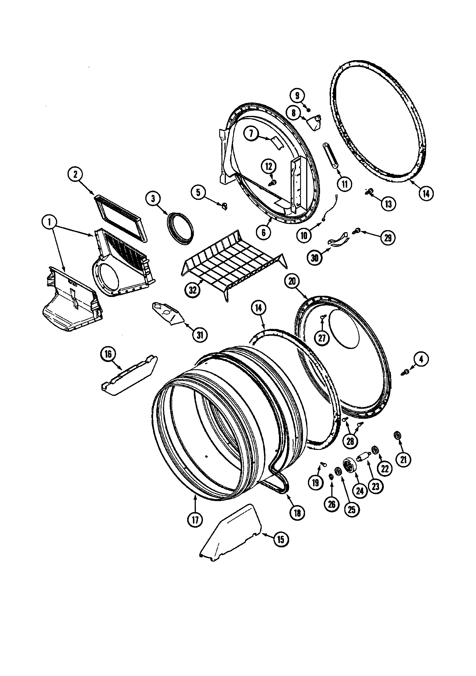 Maytag MDE6000AZG tumbler diagram