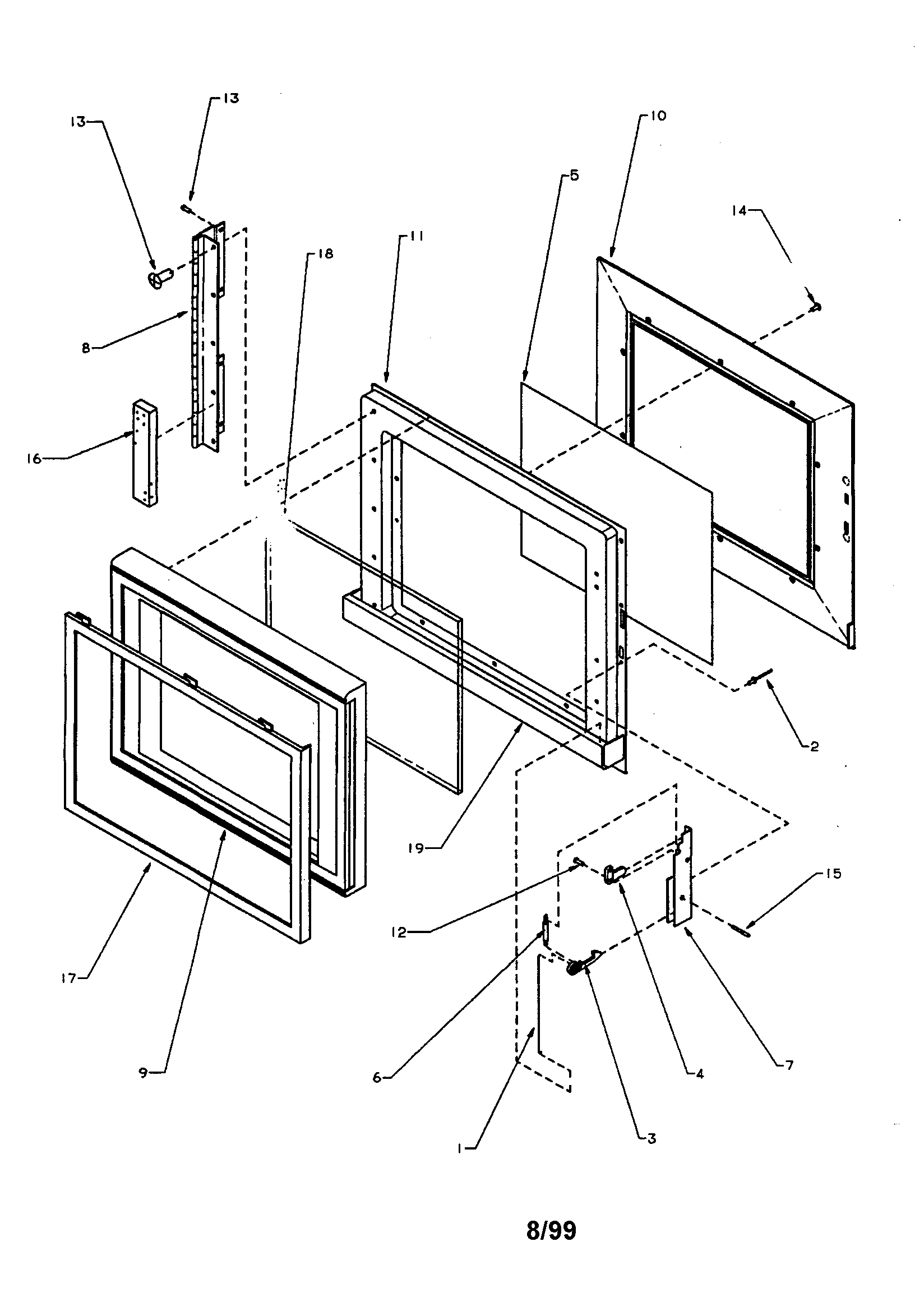 Amana RBG322T1/P1170208M door assembly diagram