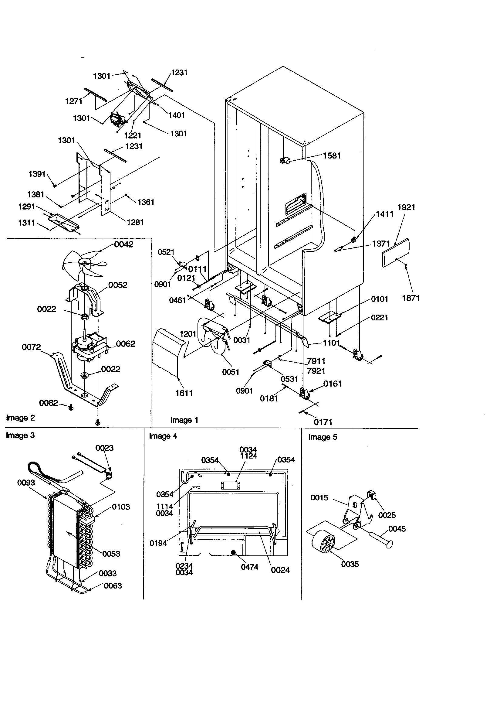Amana SZD23VE-P1315309WE drain/rollers/evap diagram