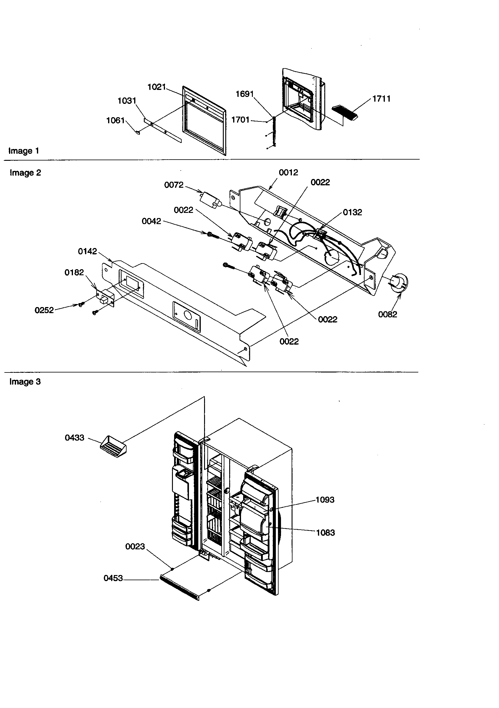 Amana SZD26VW-P1315207WW facade dispenser cover/elec brkt diagram