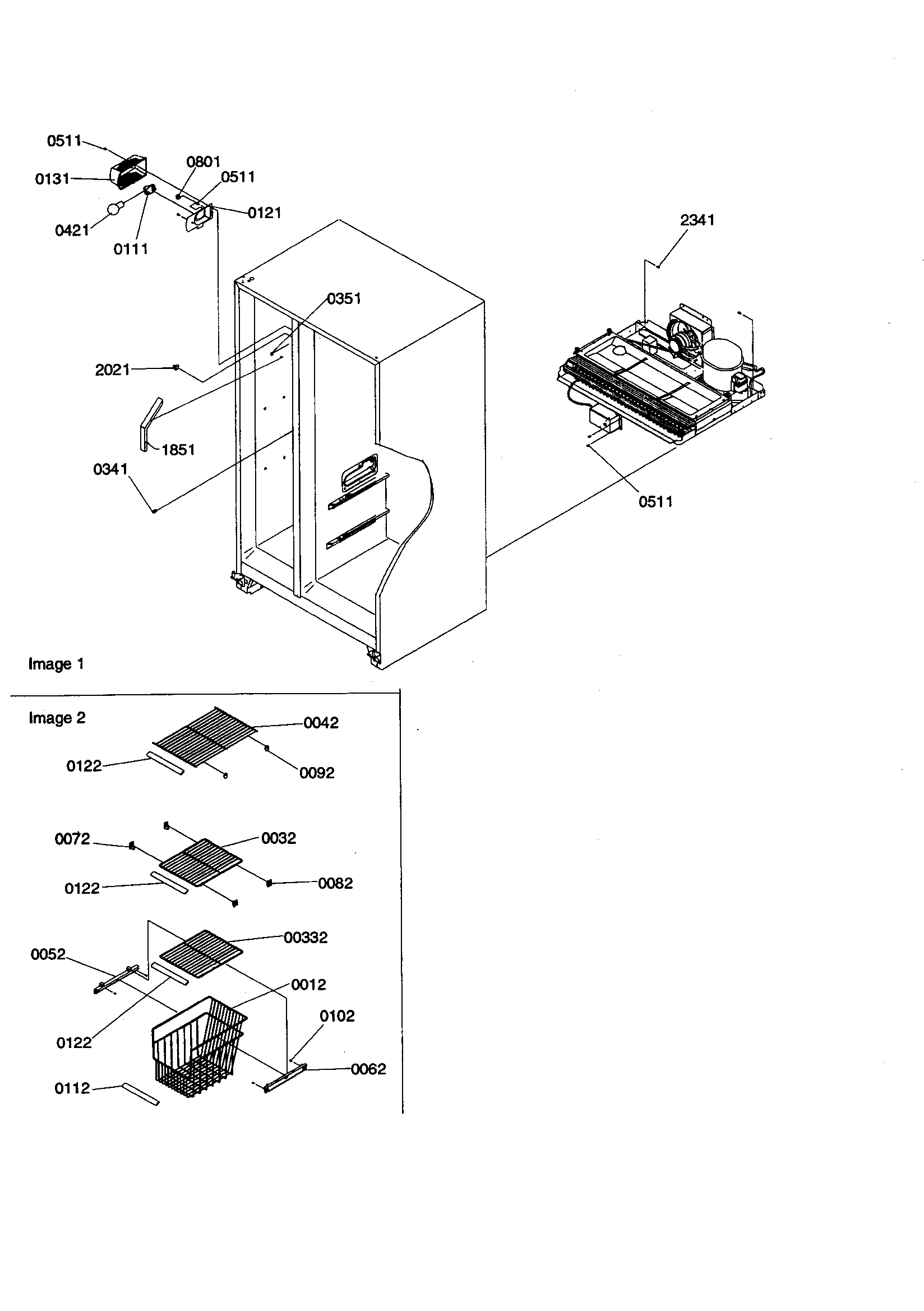 Amana SZD26VW-P1315207WW fr. shelves/lights diagram