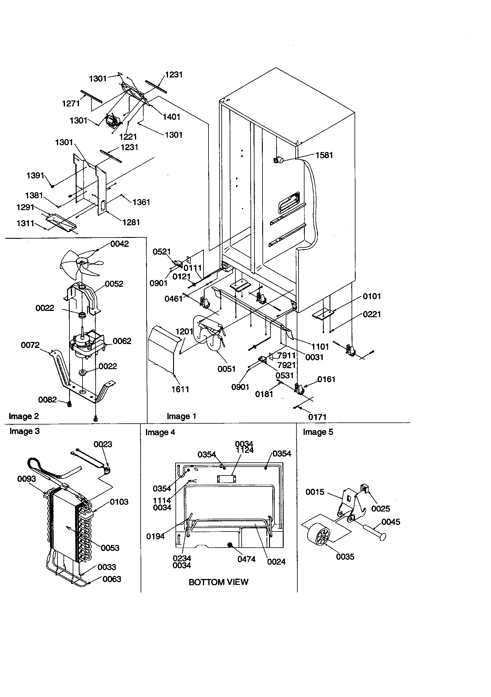 Amana SZD26VW-P1315207WW drain/rollers/evap diagram