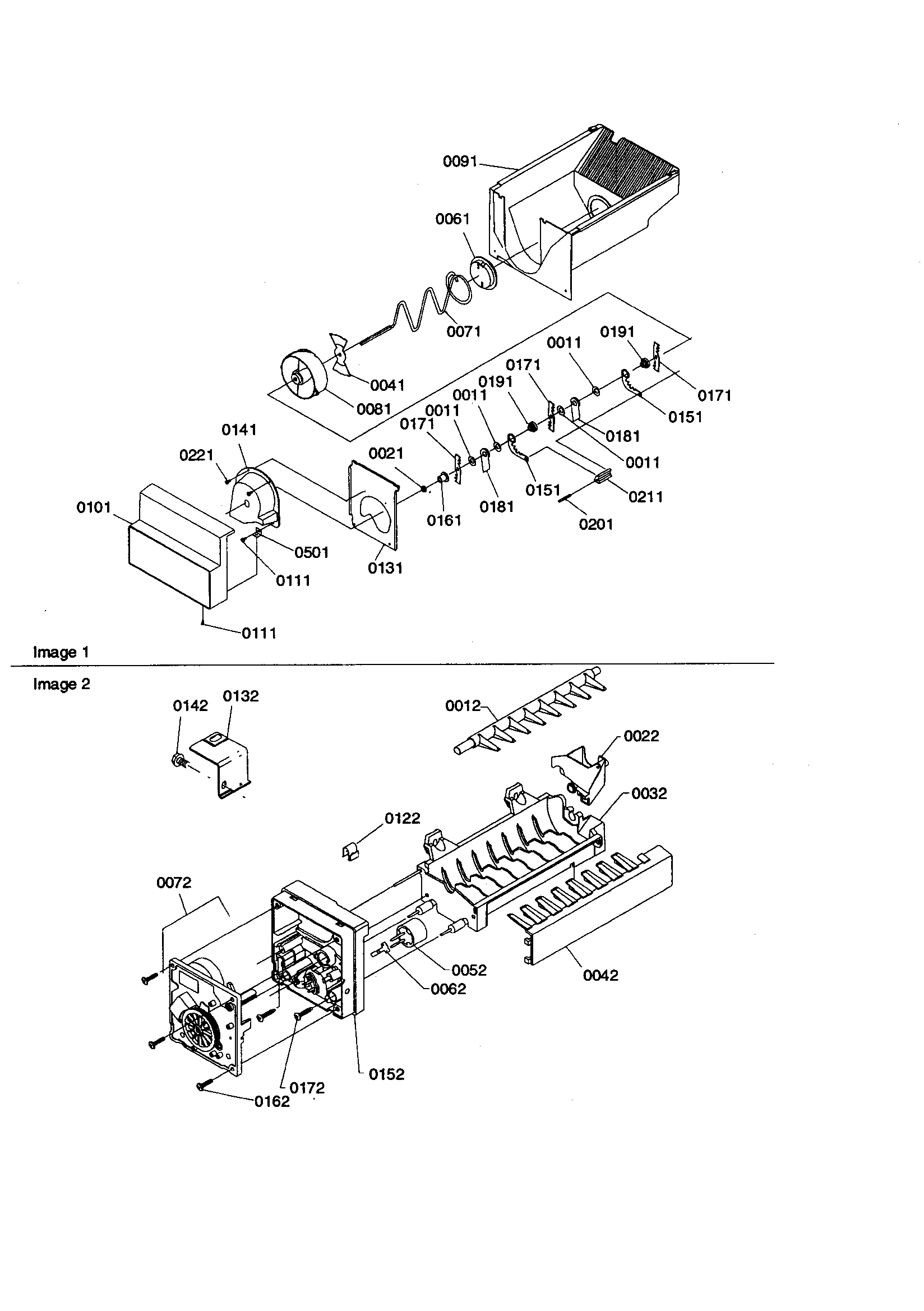 Amana SZD26VW-P1315207WW ice bucket auger/ice maker diagram