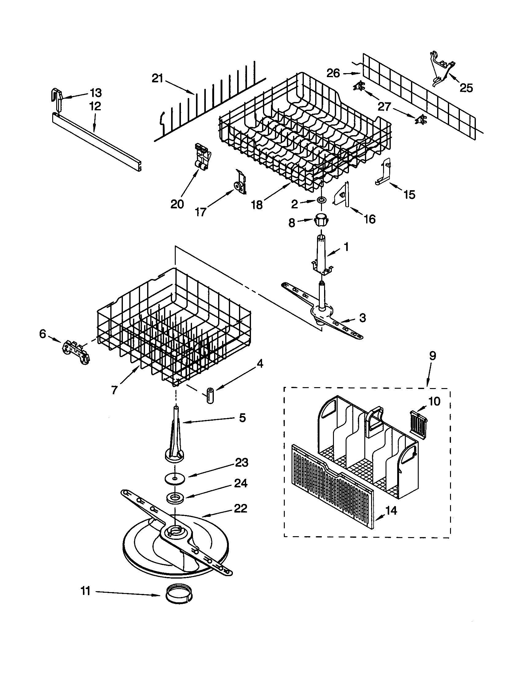 Whirlpool DU920PFGB3 dishrack diagram