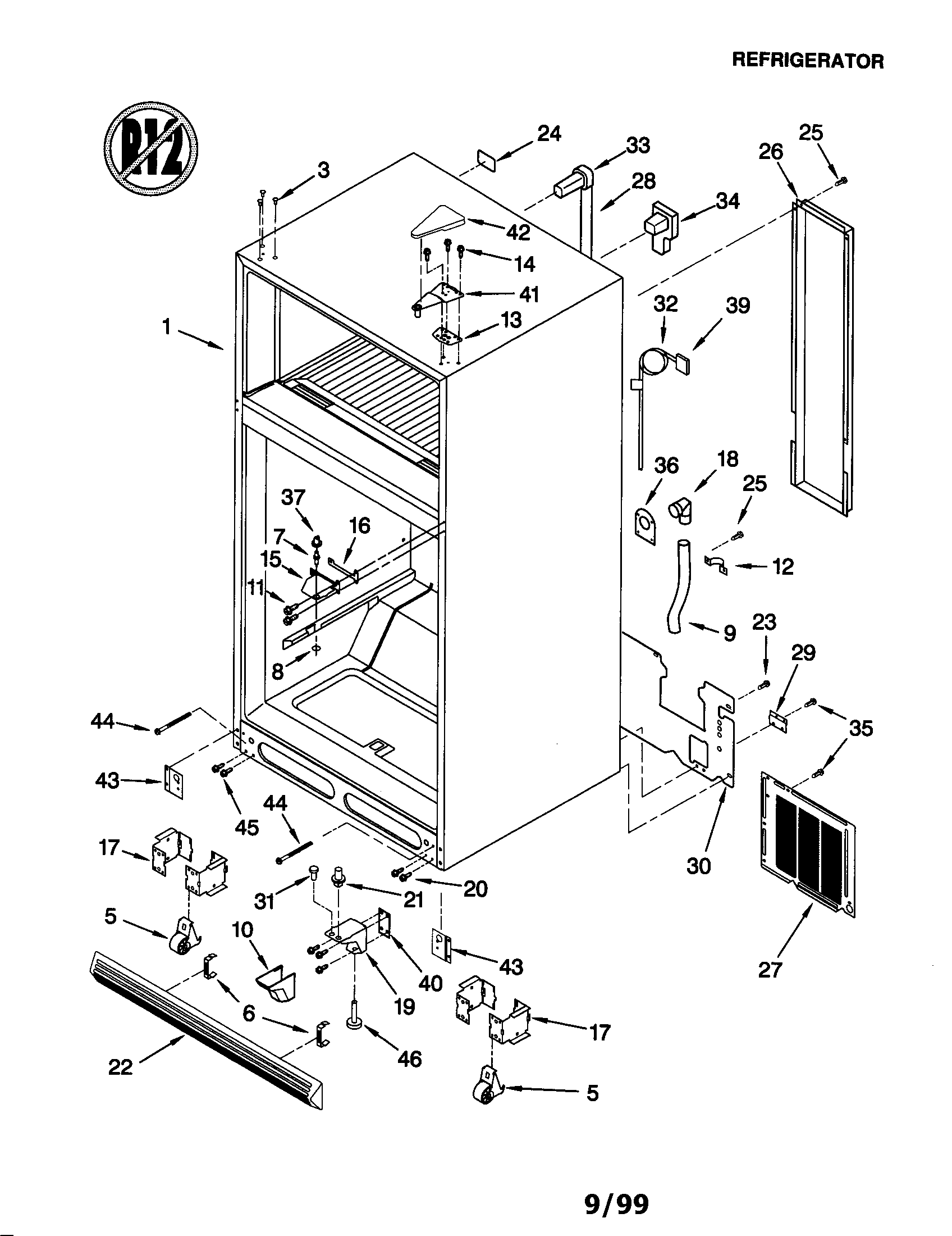KitchenAid KTRS25KGAL00 cabinet diagram