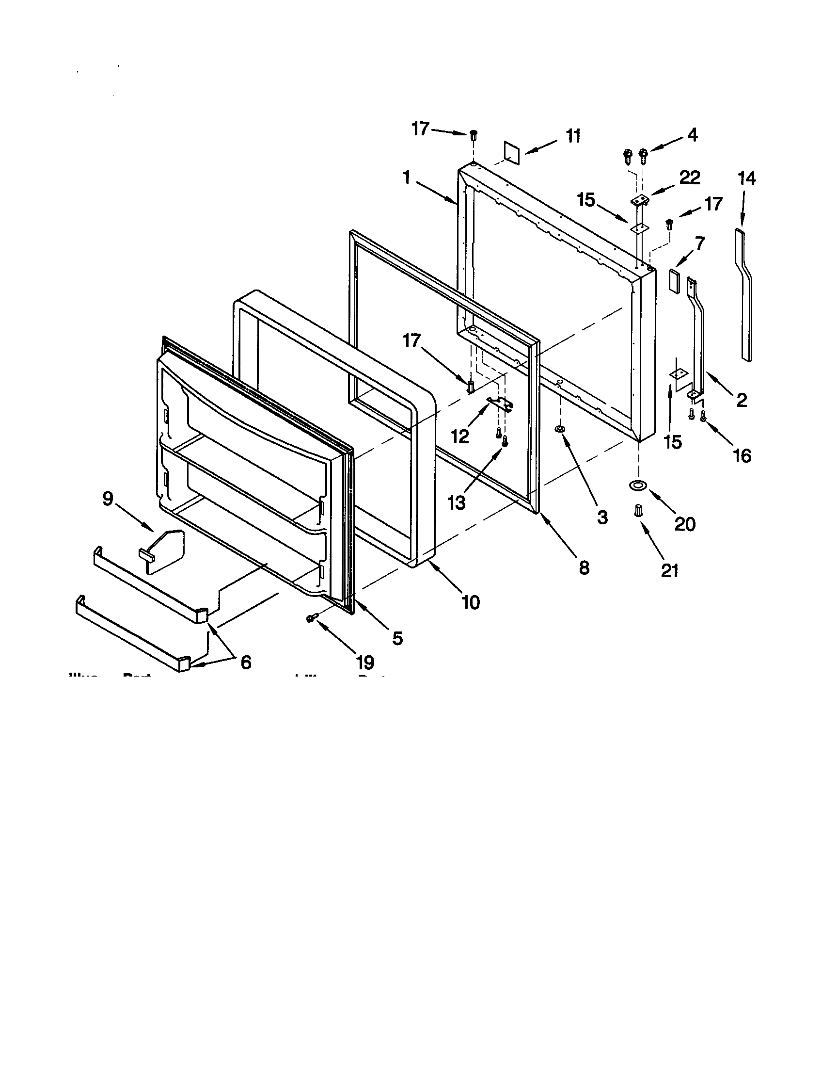 KitchenAid KTRS25KGAL00 freezer door diagram