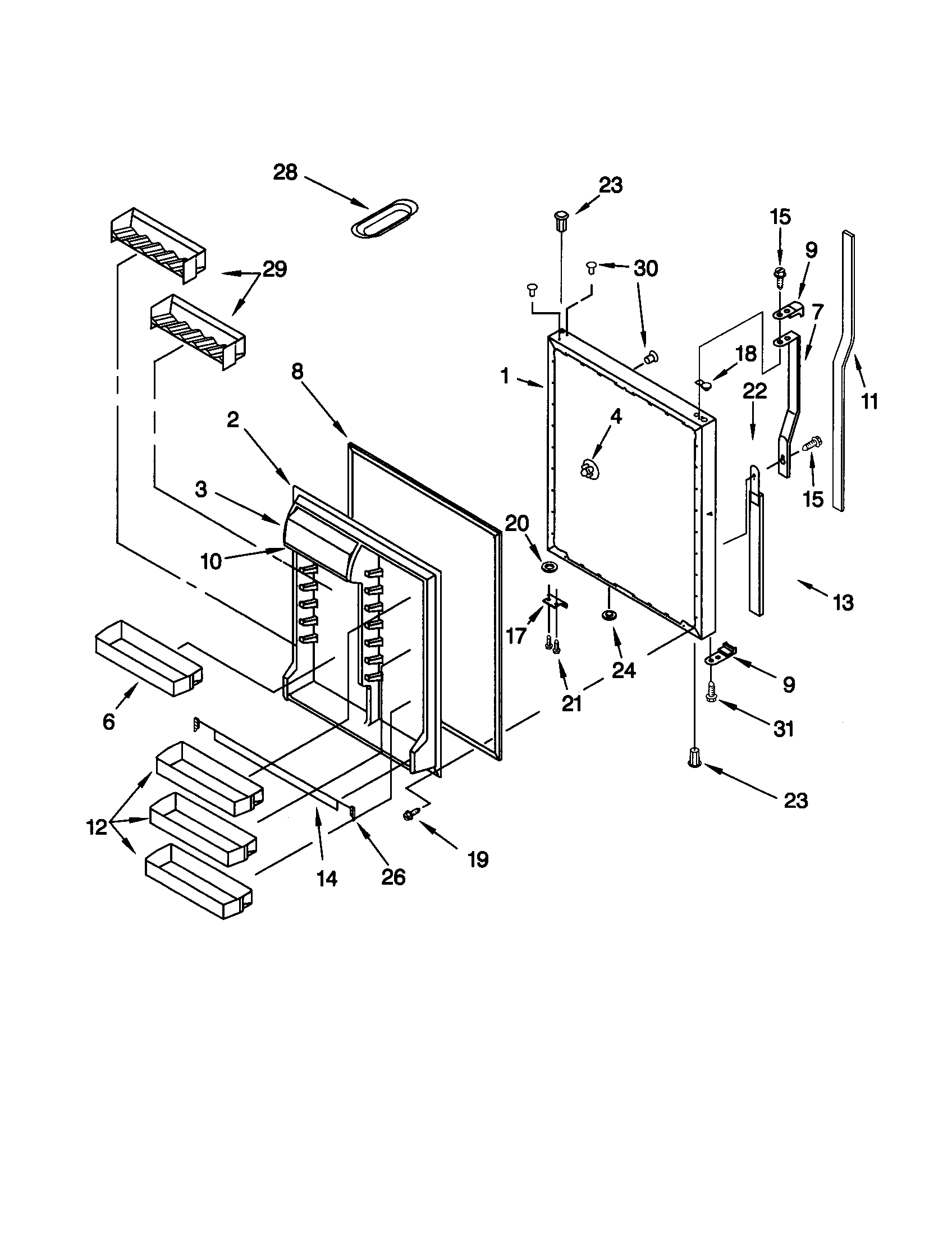 KitchenAid KTRS25KGAL00 refrigerator door diagram