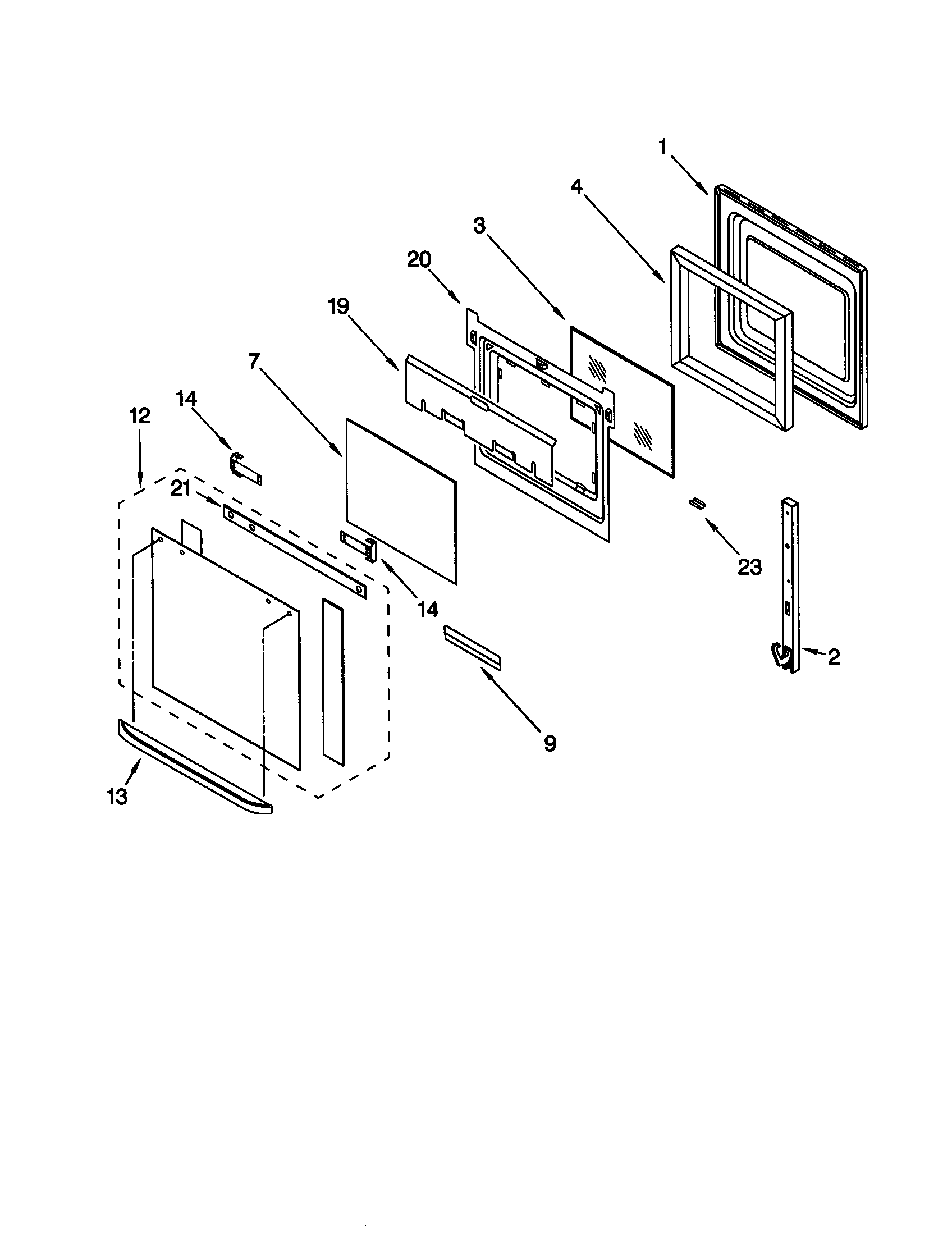KitchenAid KEBS107DBAL6 oven door diagram