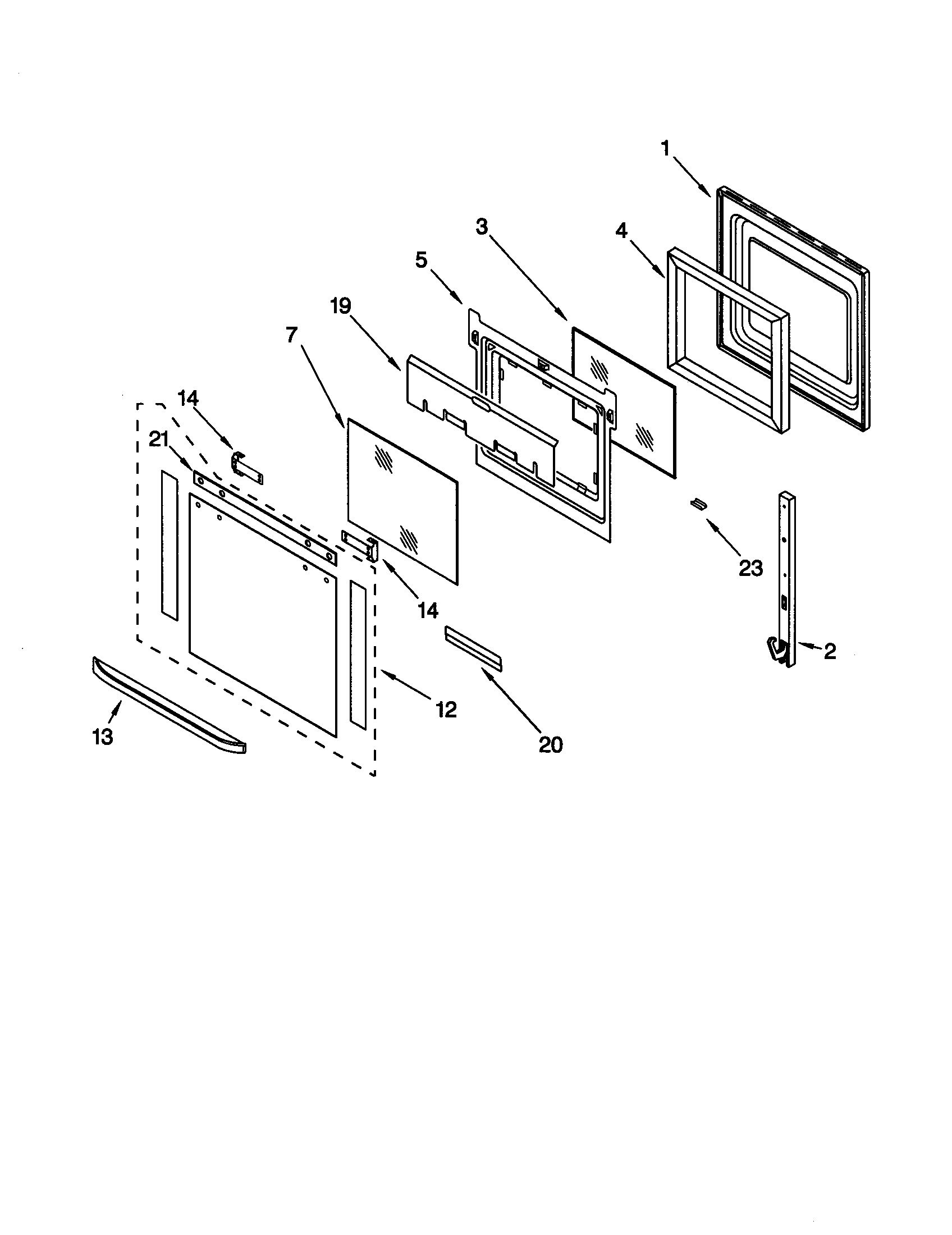 KitchenAid KEBS207DBT6 oven door diagram