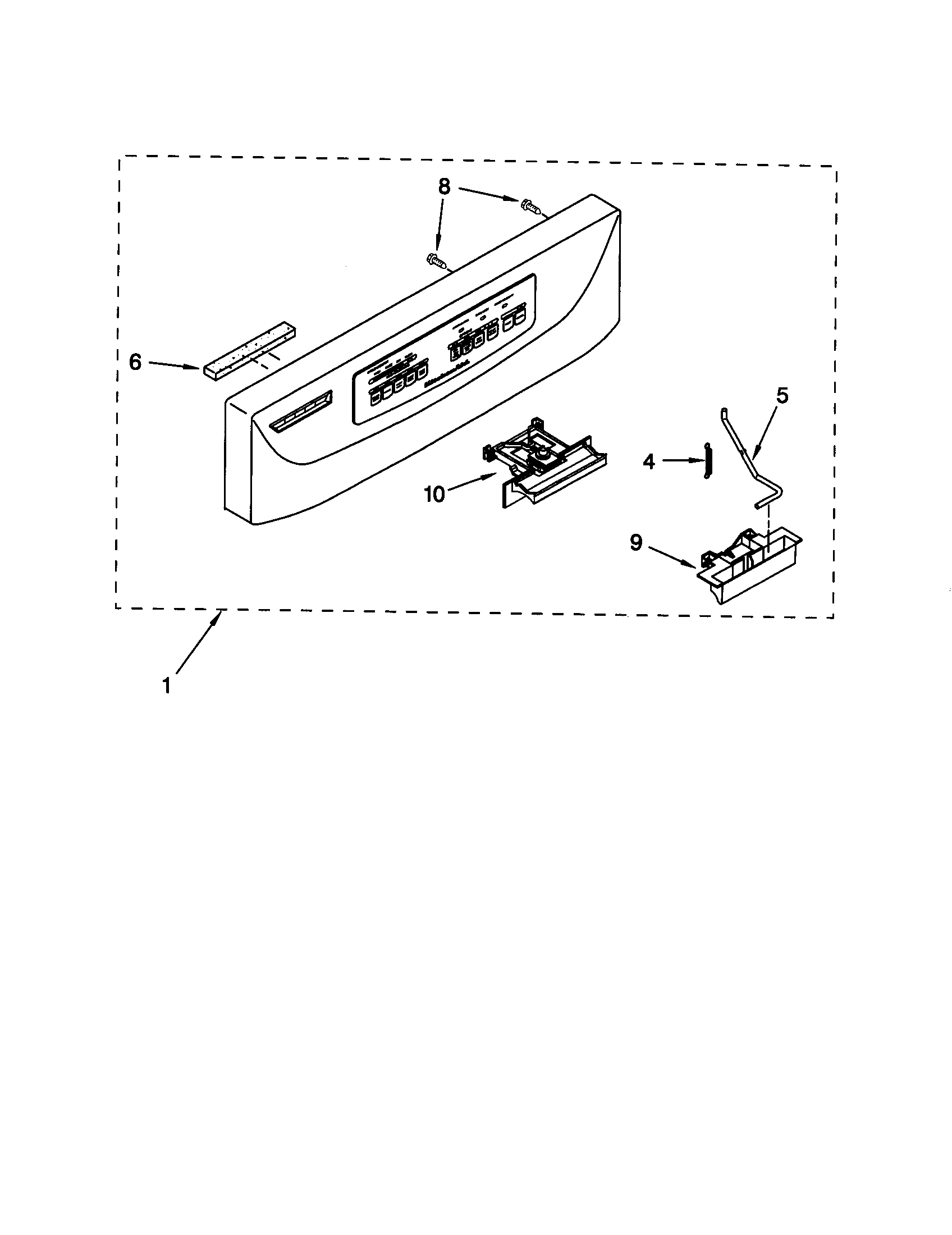KitchenAid KUDS25SHWH0 control panel diagram