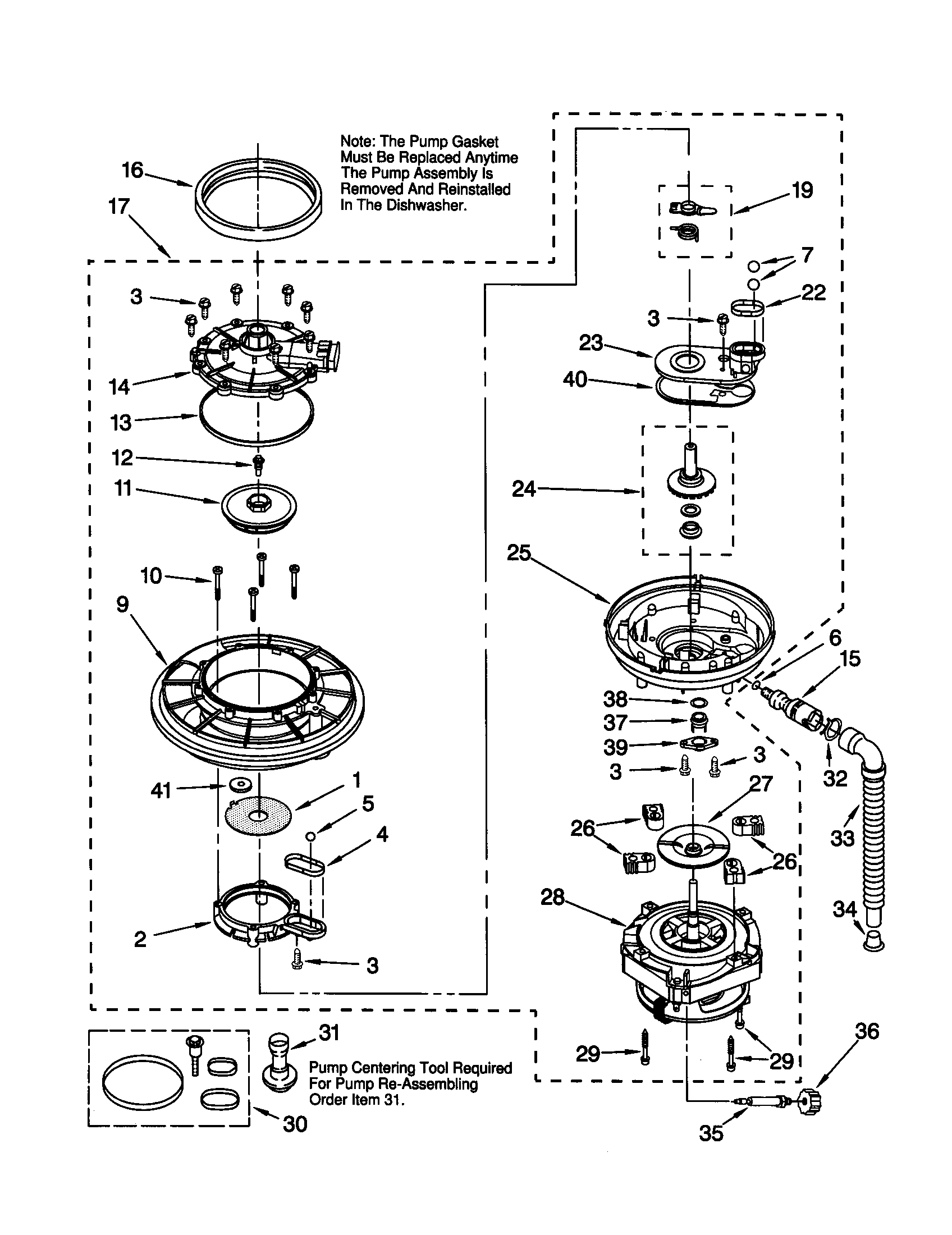 KitchenAid KUDS25SHWH0 pump and motor diagram