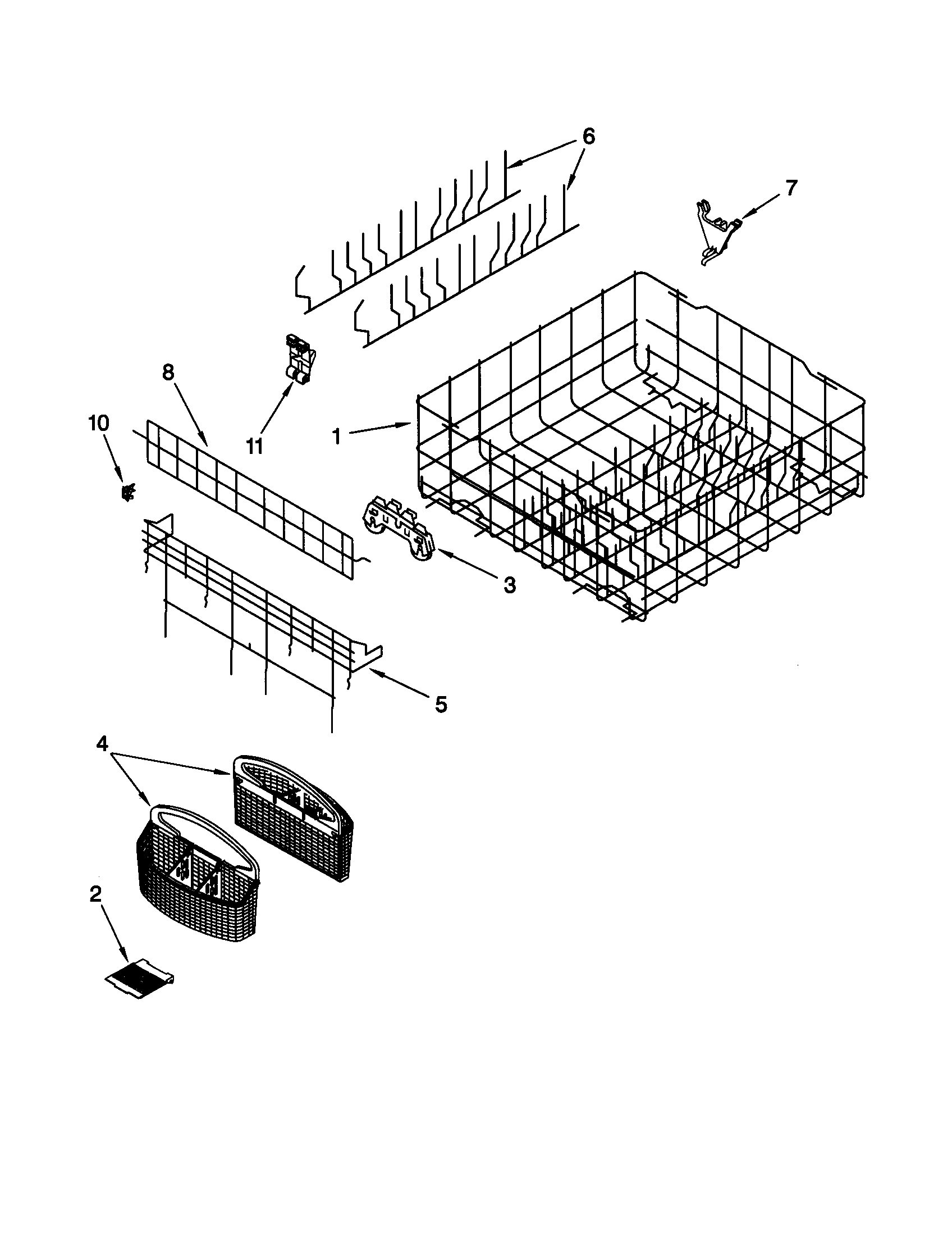 KitchenAid KUDS25SHWH0 lower rack diagram