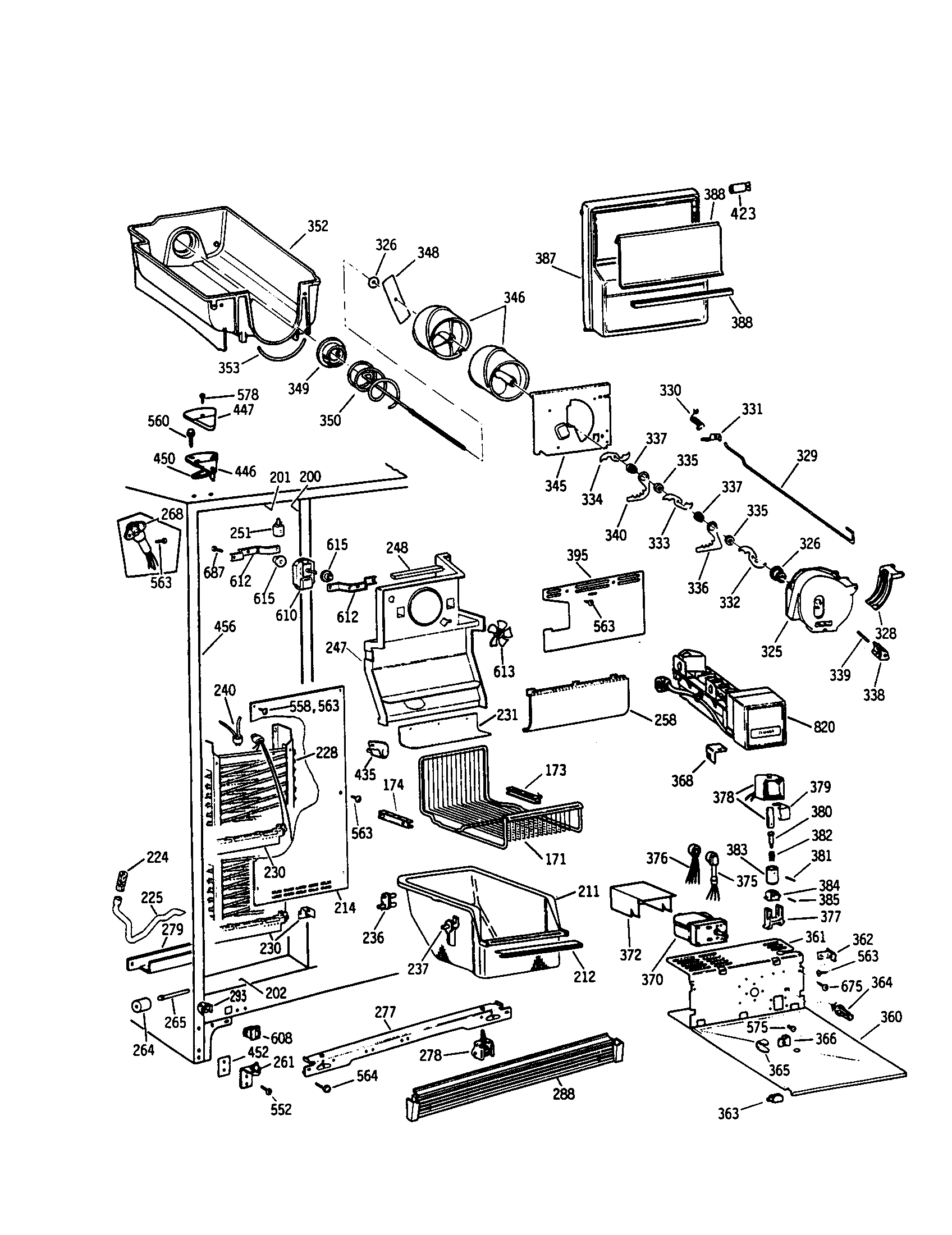 GE TFH24PRSMAA freezer section diagram