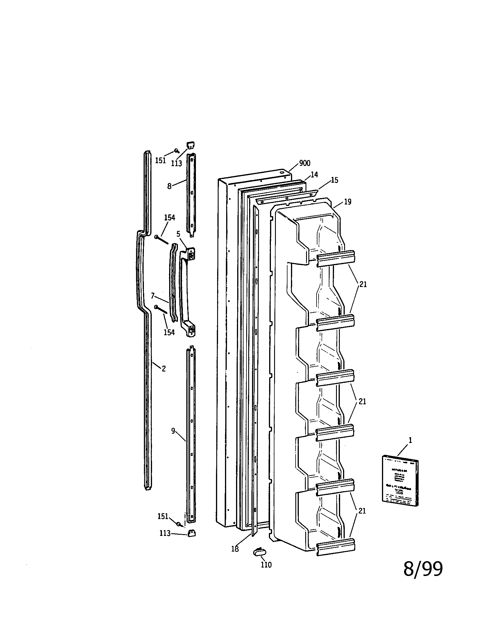 Kenmore 3639452480 freezer door diagram