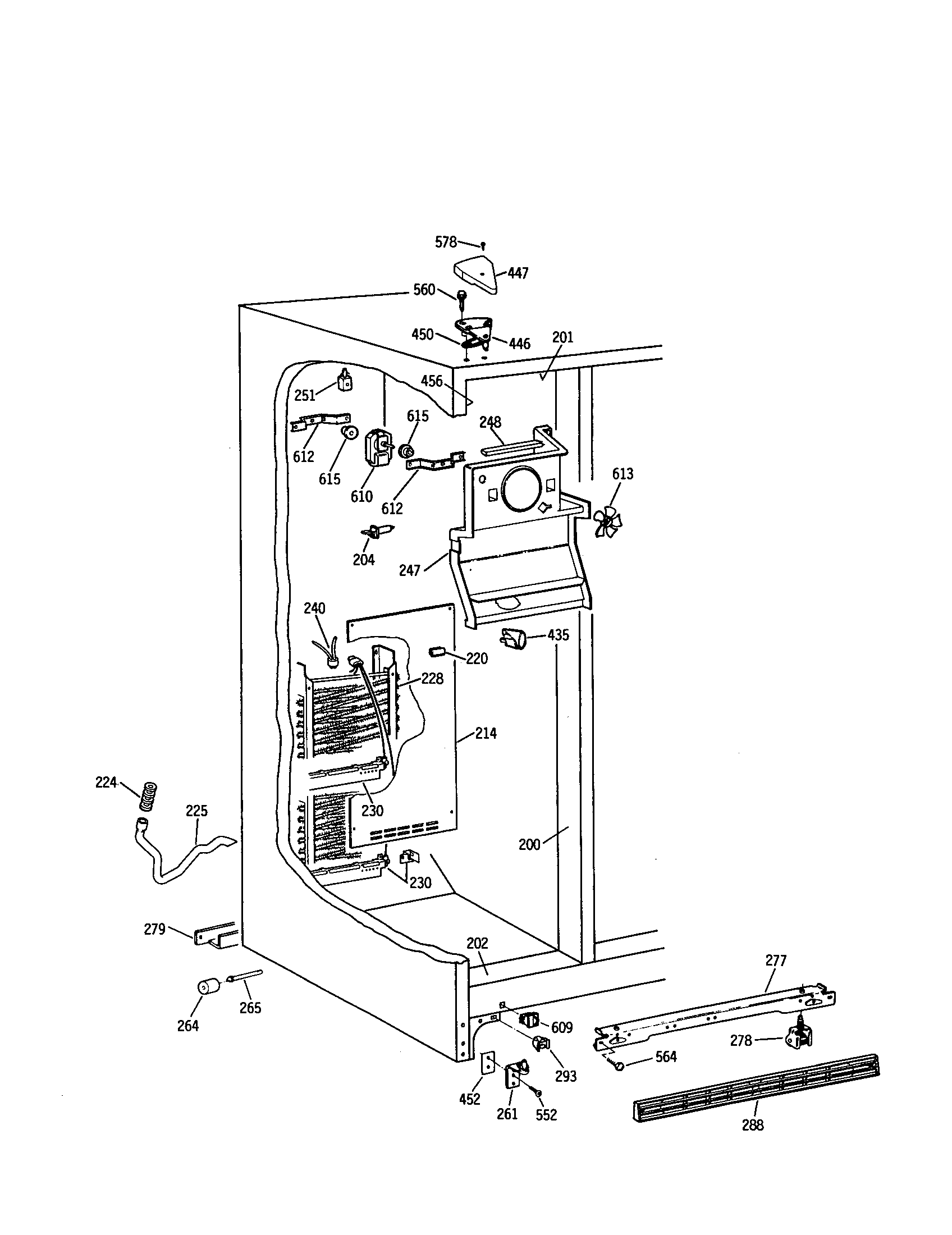 Kenmore 3639452480 freezer without icemaker diagram