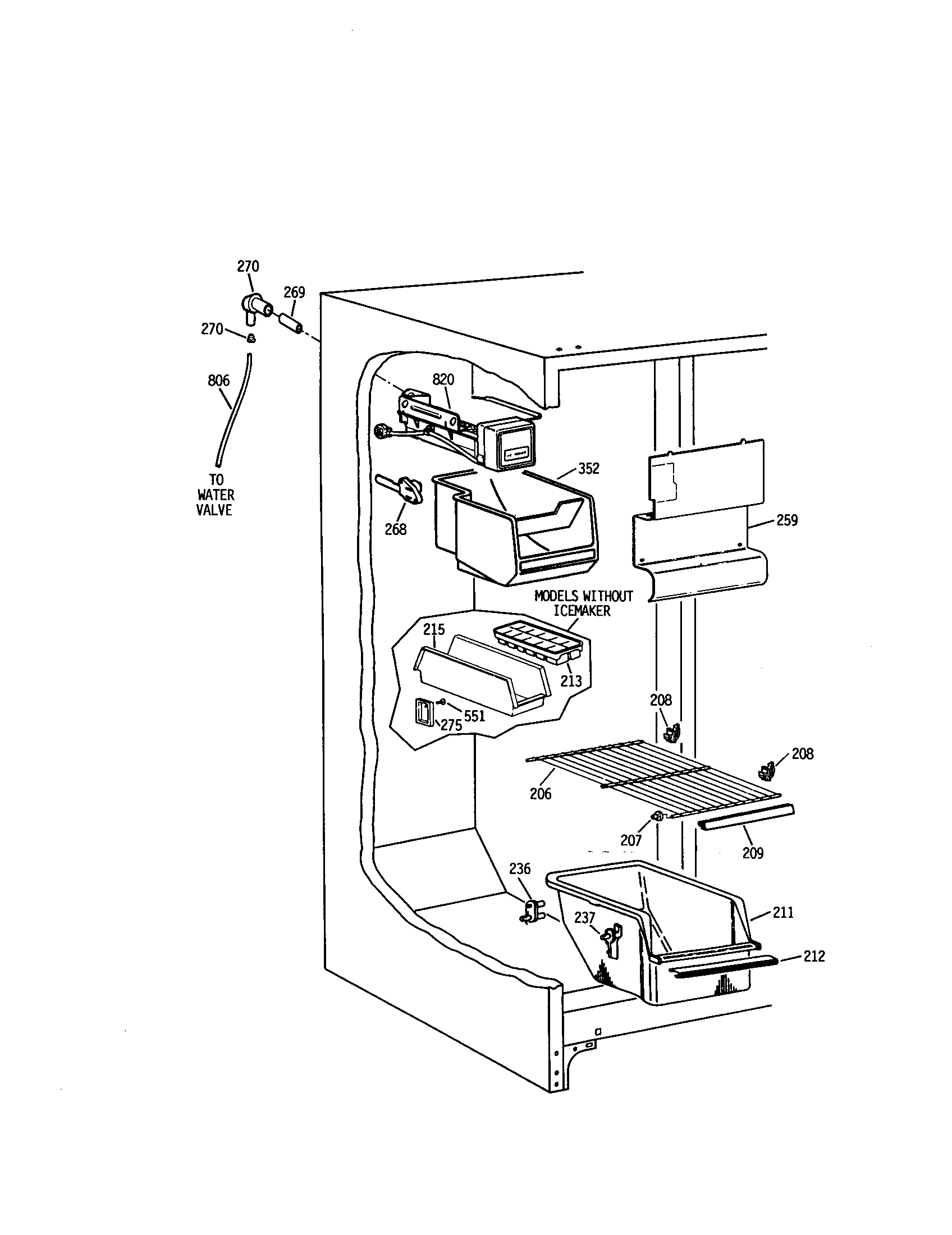Kenmore 3639452480 freezer with icemaker diagram