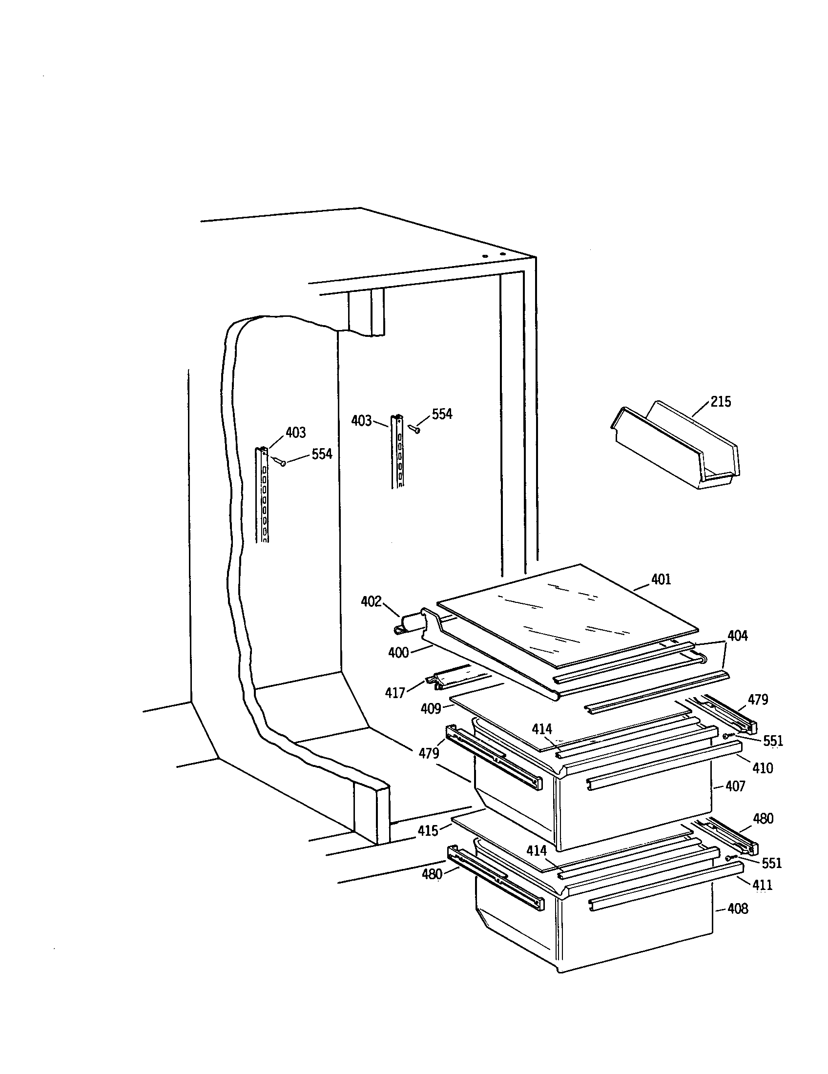 Kenmore 3639452480 fresh food shelves diagram