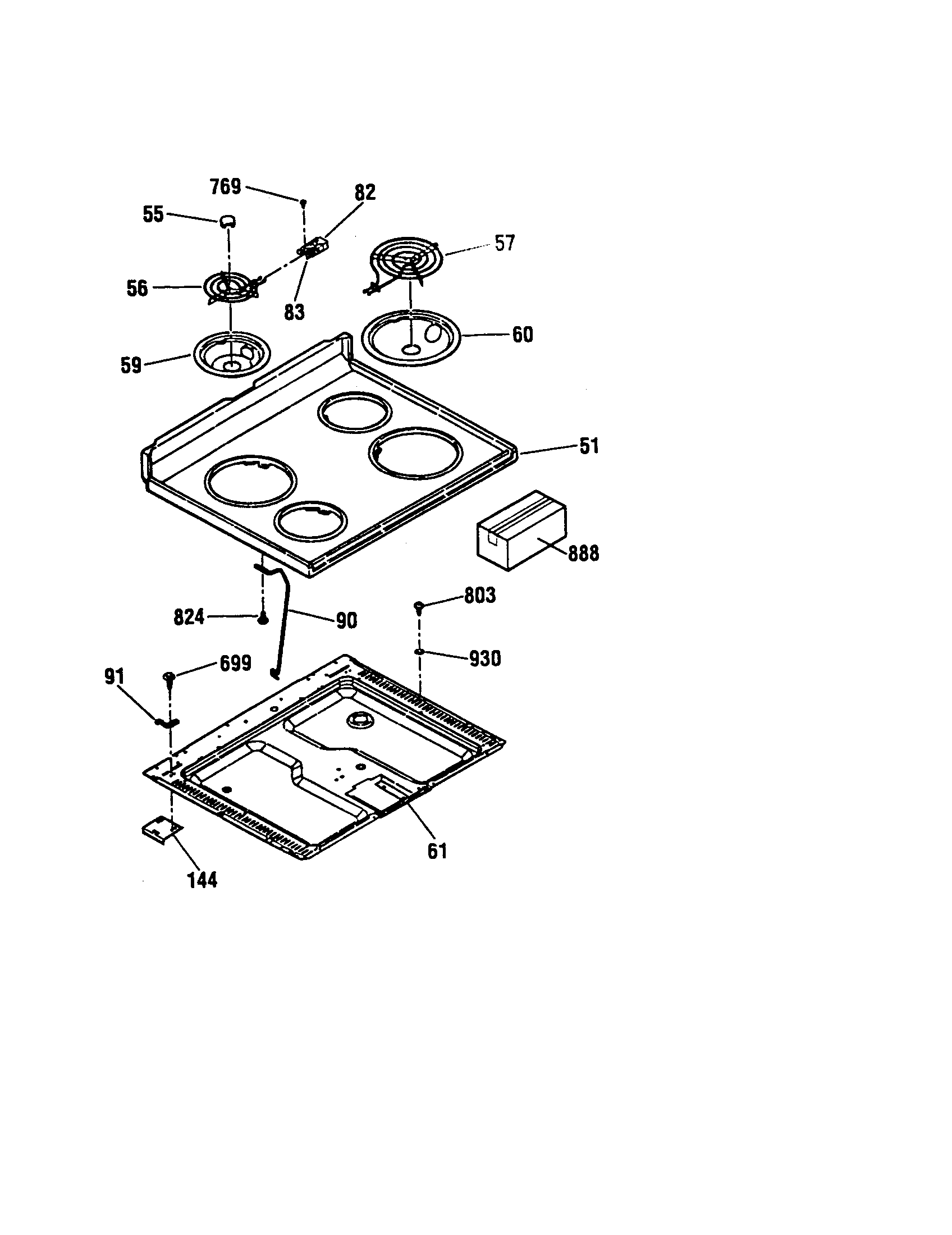 Kenmore 91193291790 maintop diagram