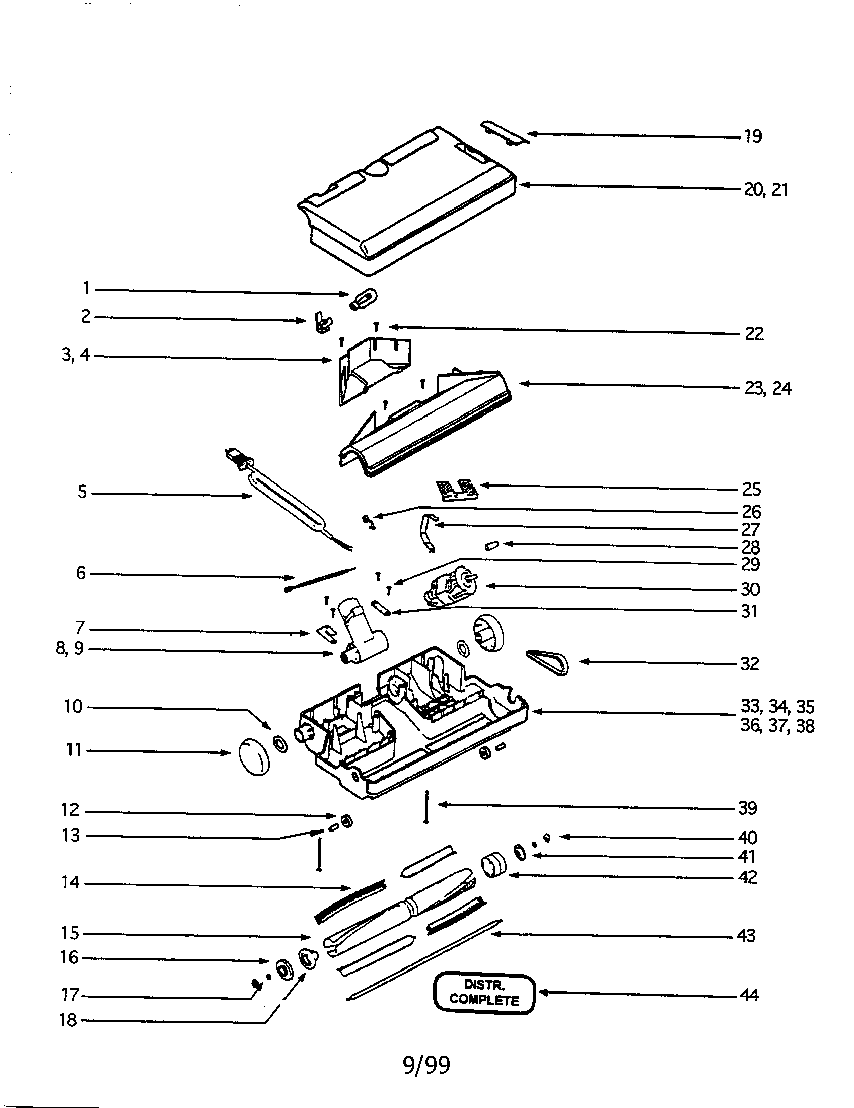 Eureka CV205E powerhead base assembly diagram