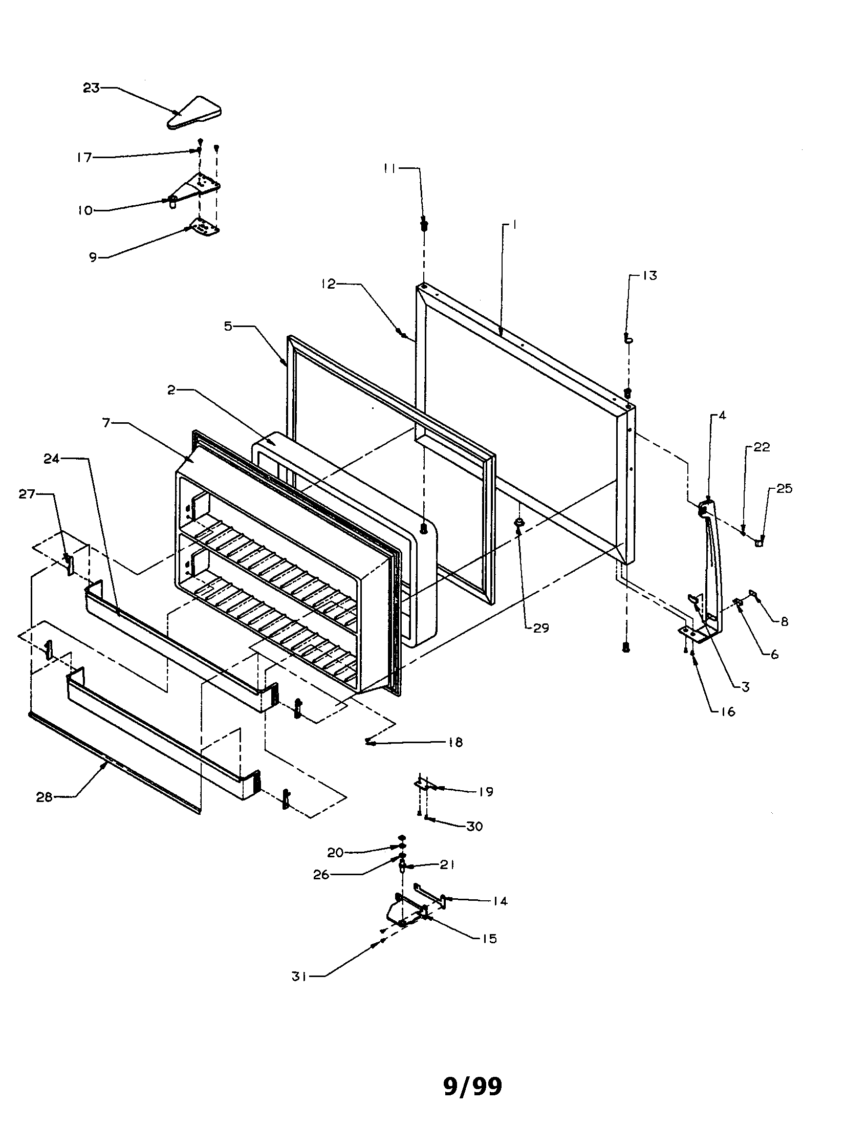 Amana TSI18A3-P1182106W freezer door tsi/ts/tci/tc18a3 diagram