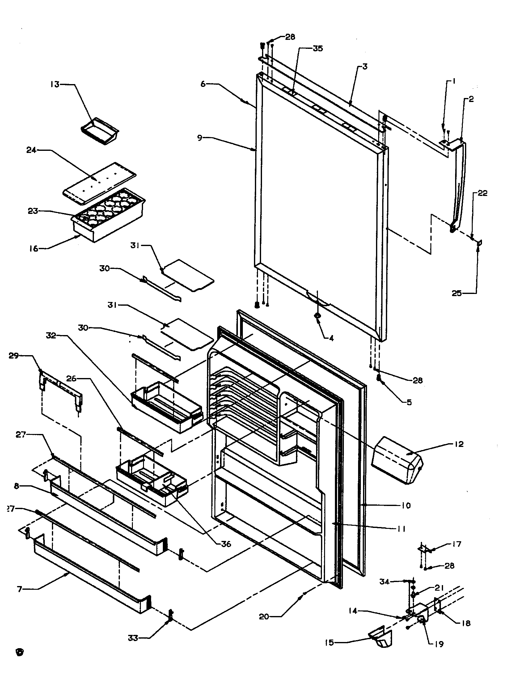 Amana TSI18A3-P1182106W refrigerator door tsi/ts/tci/tc18a3 diagram