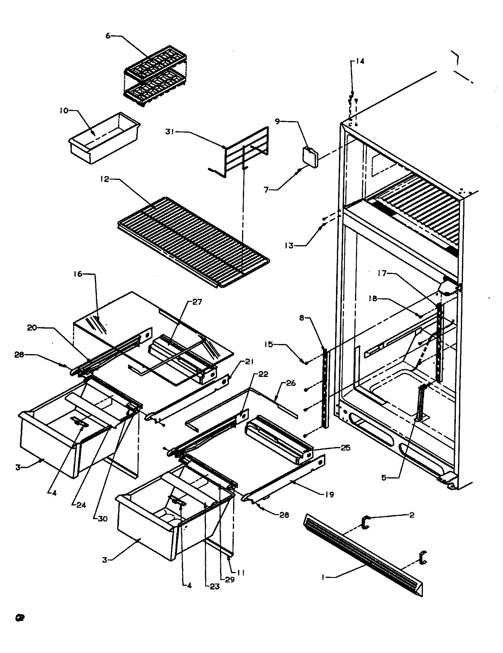 Amana TSI18A3-P1182106W cabinet shelving tsi/ts/tci/tc18a3 diagram